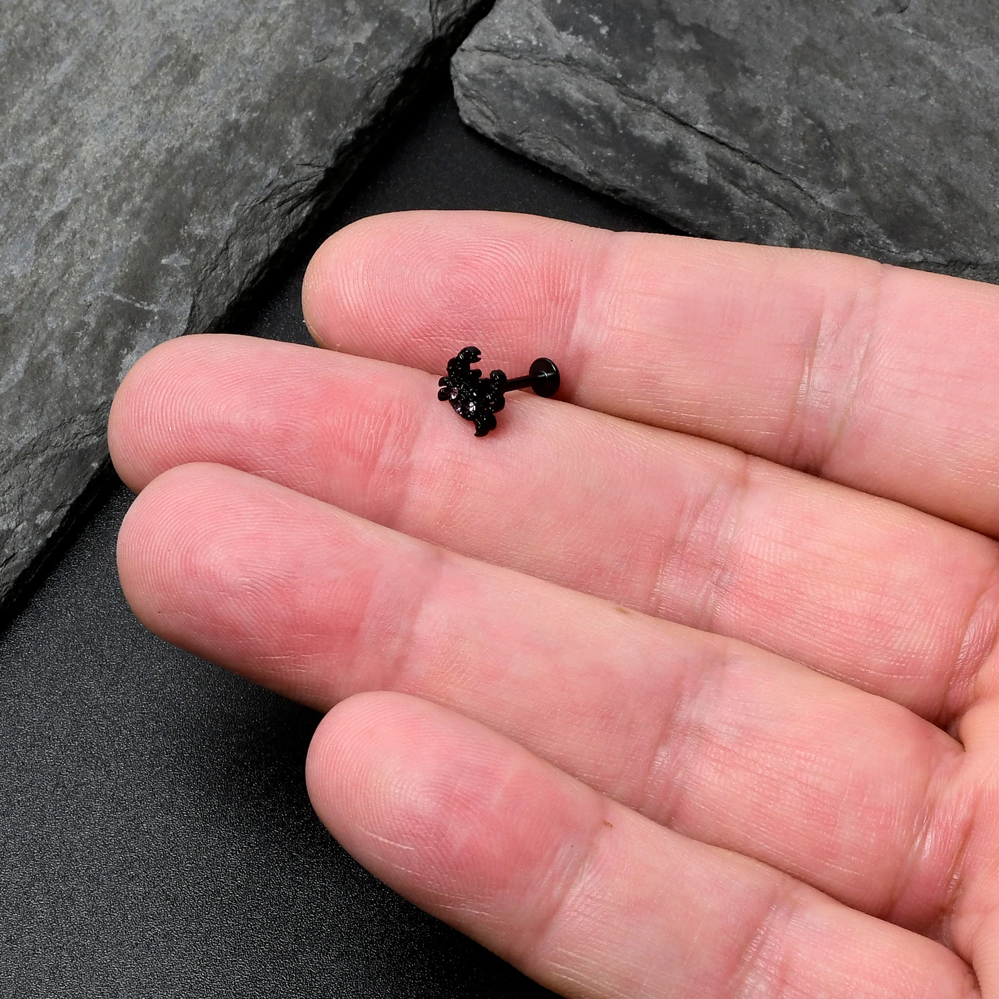 16G 5/16 Purple Gem Black Chic Crab Labret Monroe Tragus - Image 7
