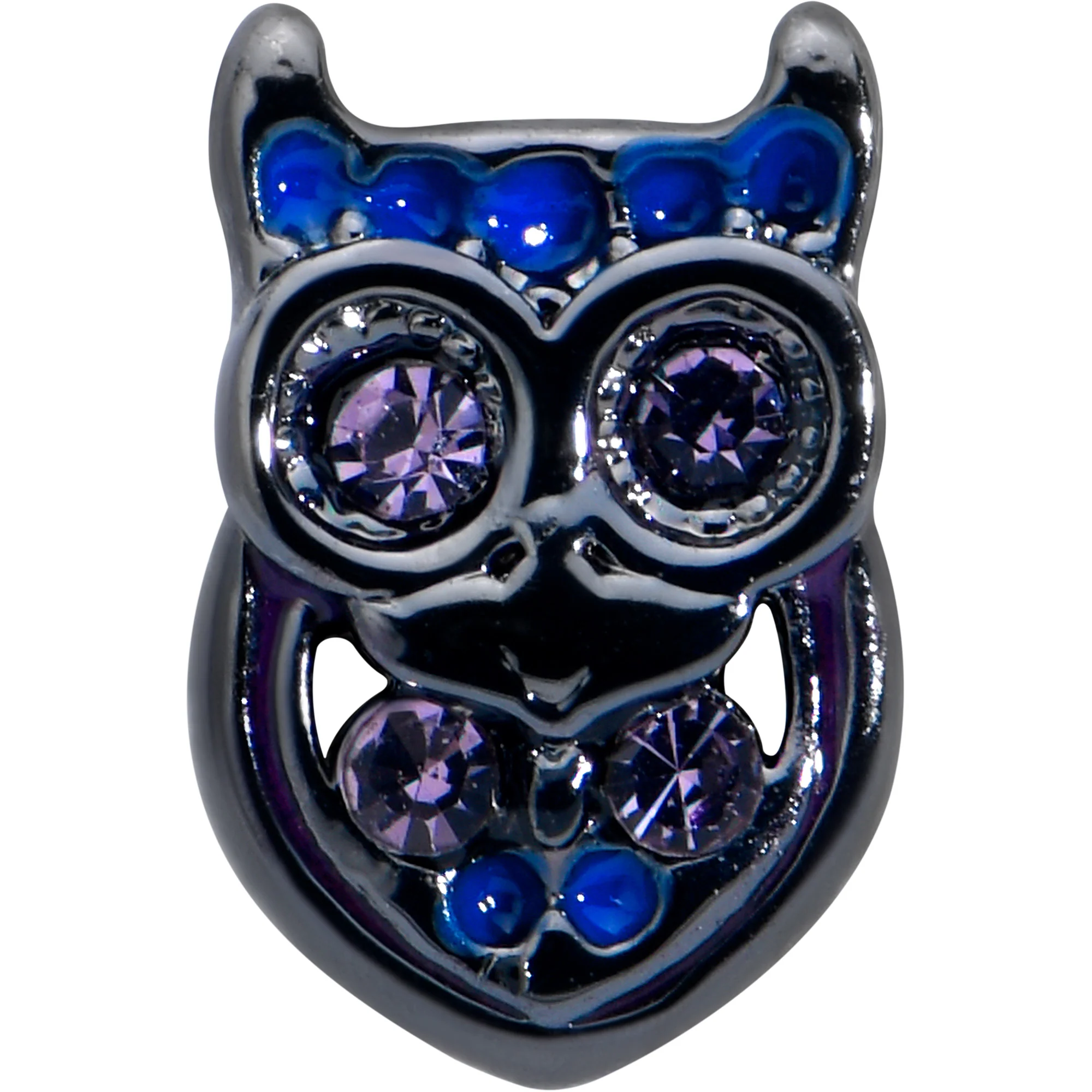 16G 5/16 Purple Gem Black Opulent Owl Labret Monroe Tragus - Image 2