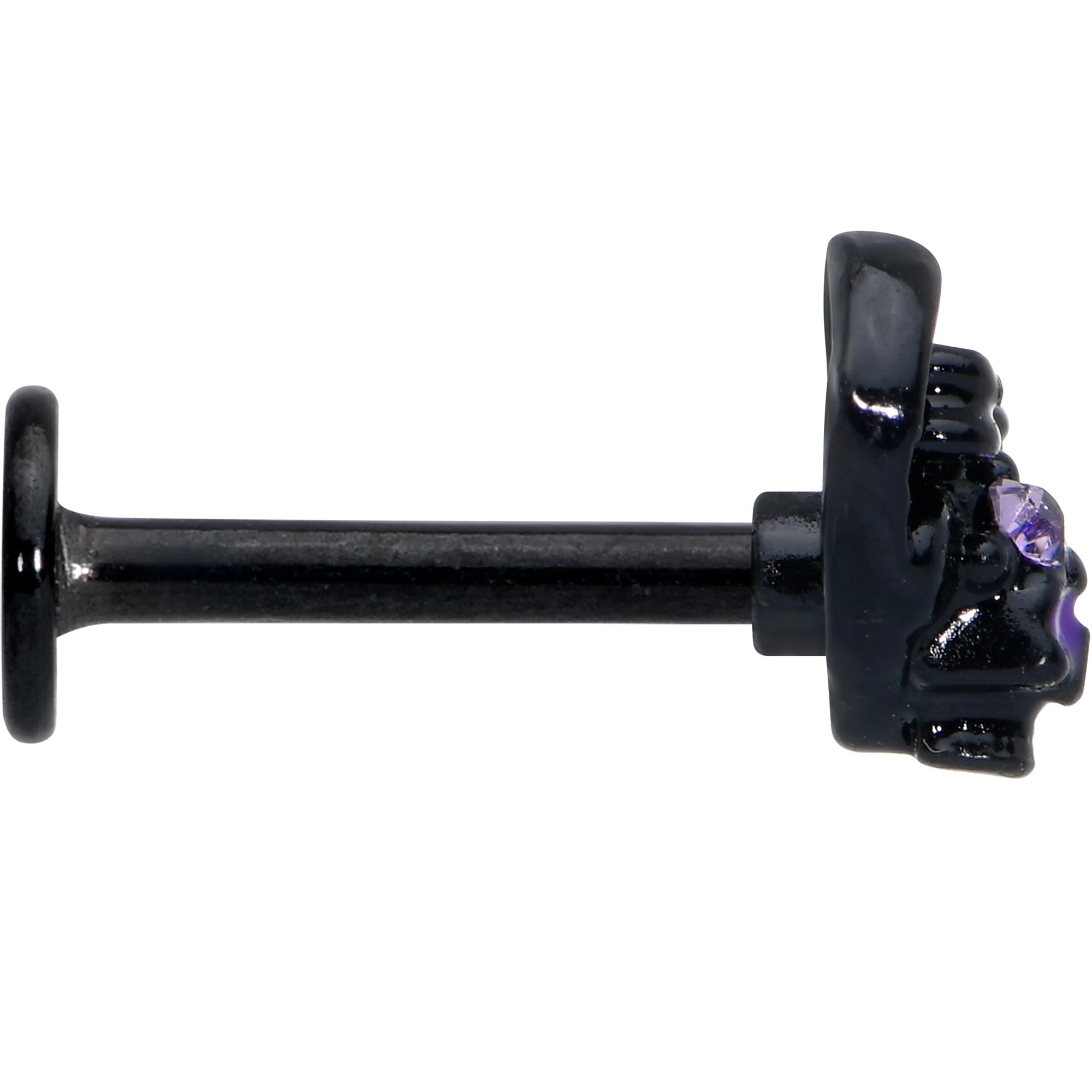 16G 5/16 Purple Gem Black Skull Heart Bow Labret Monroe Tragus - Image 3