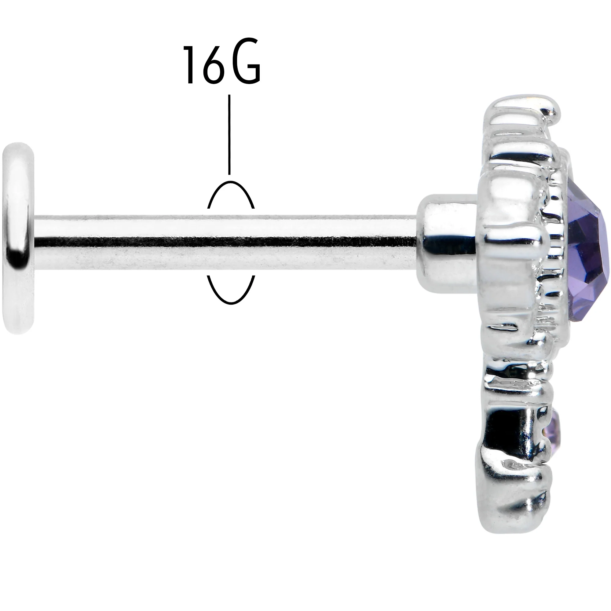 16G 5/16 Purple Gem Unlock My Heart Key Labret Monroe Tragus - Image 5