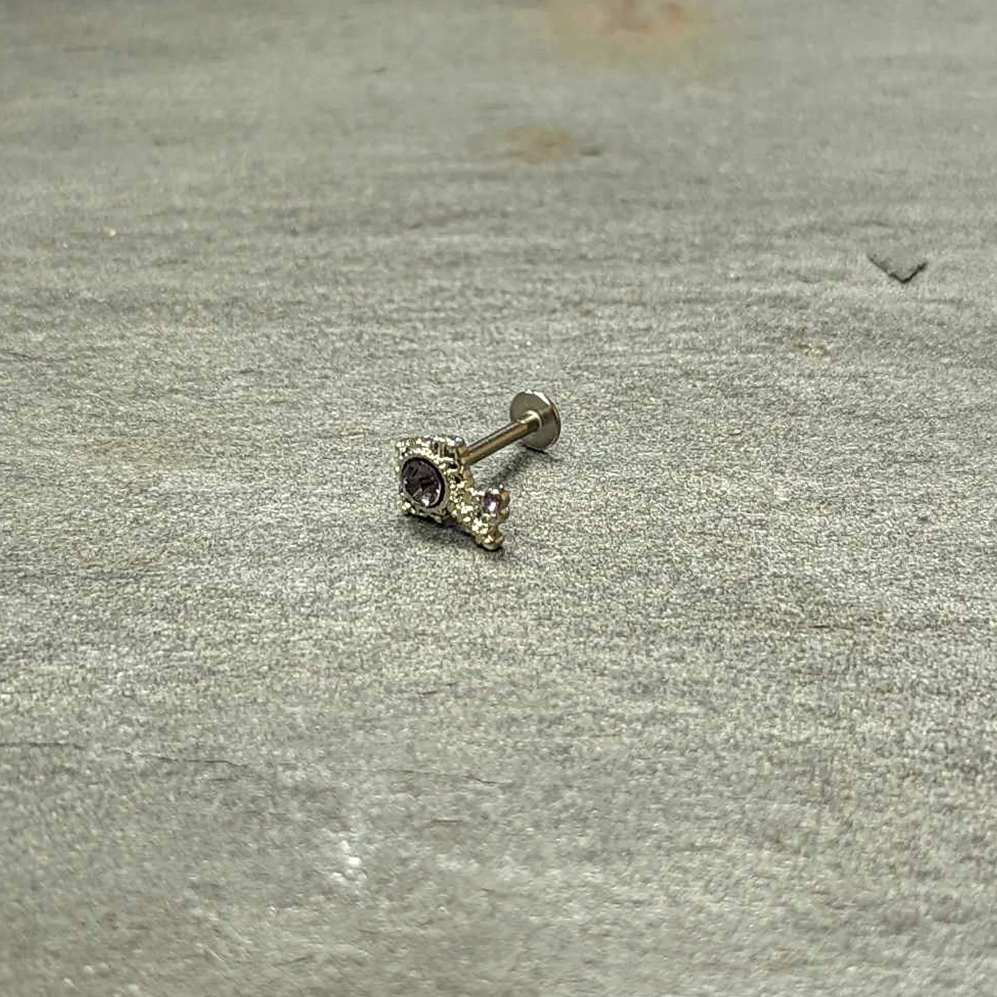 16G 5/16 Purple Gem Unlock My Heart Key Labret Monroe Tragus - Image 7