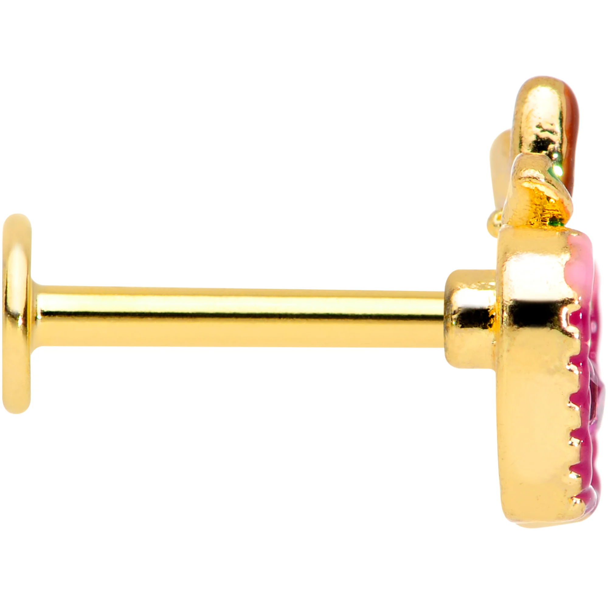 16G 5/16 Purple Pink Gem Gold Tone Cherry Apple Labret Tragus - Image 3