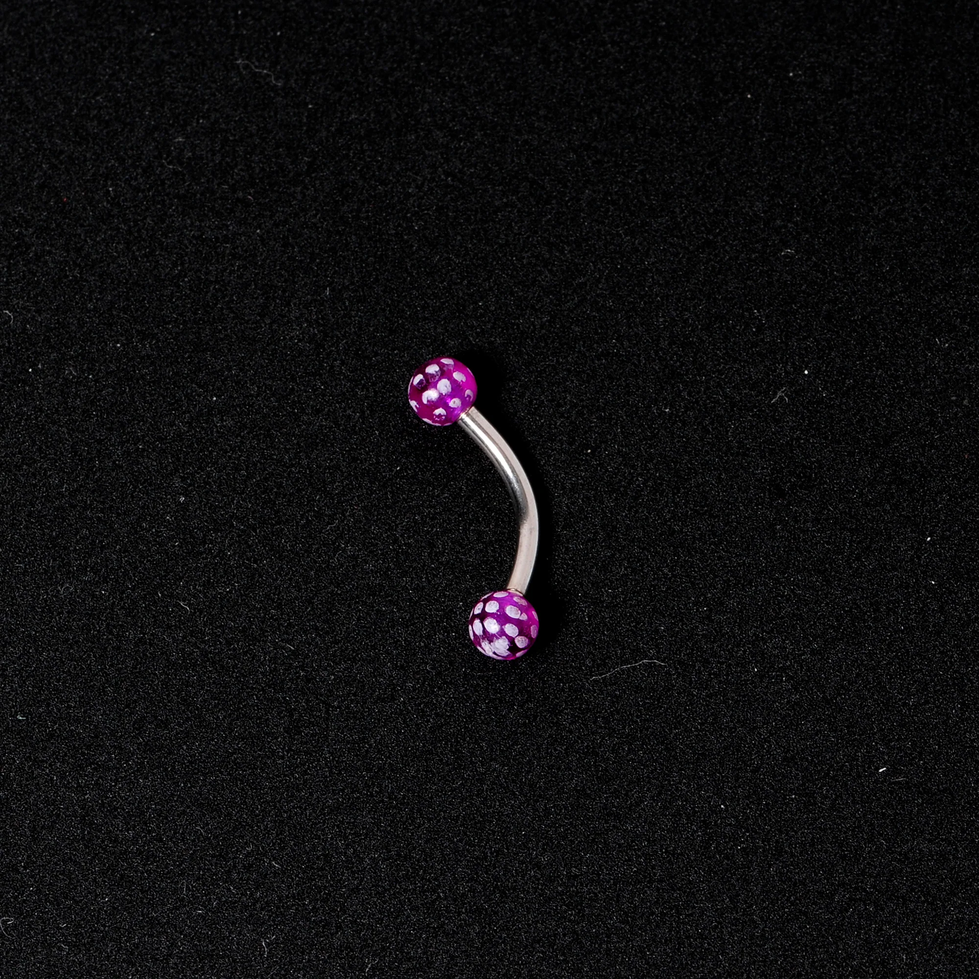 16G 5/16 Purple Polka Dot UV Reactive Acrylic Ball Curved Barbell - Image 4