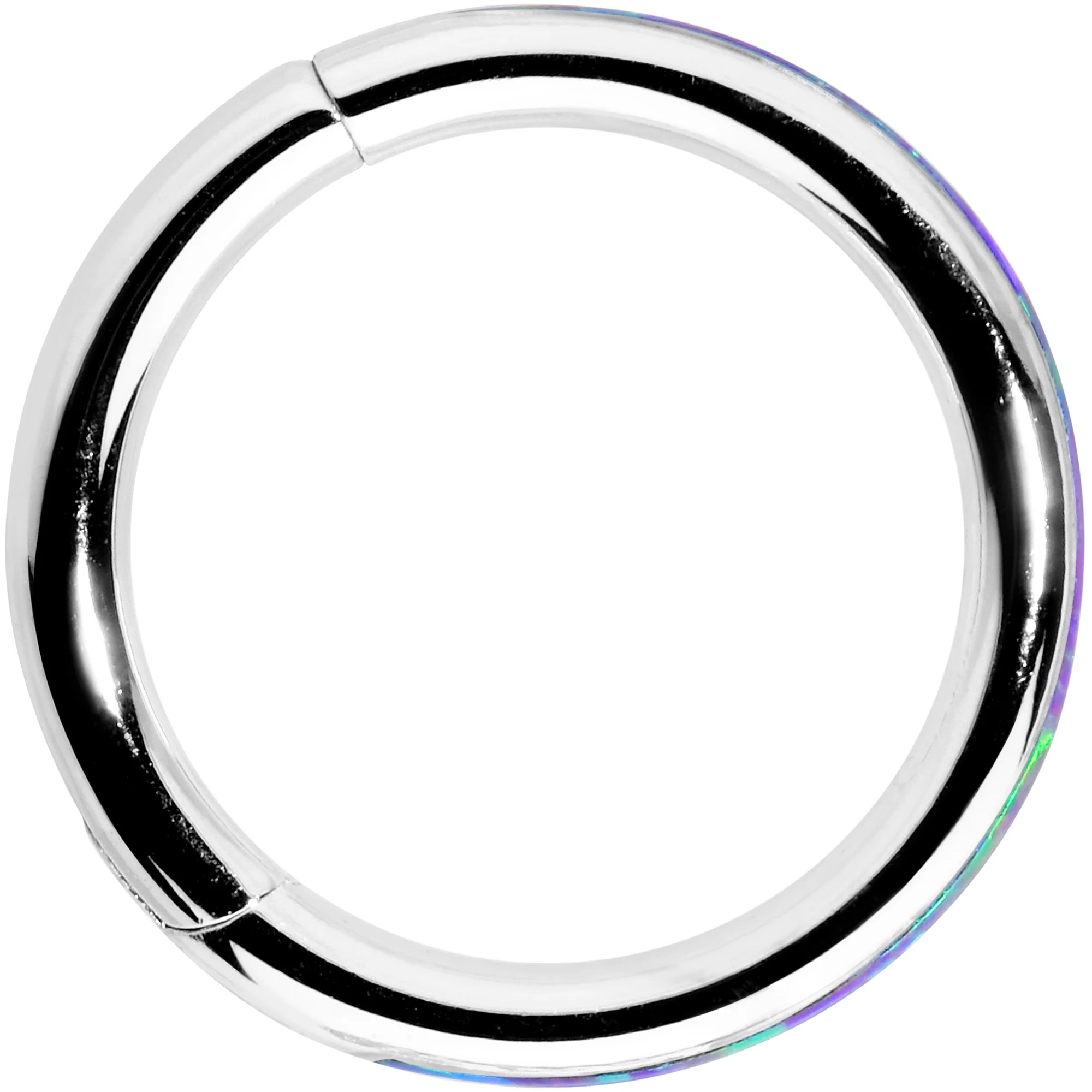 16G 5/16 Purple Synthetic Opal Forward Facing Hinged Segment Ring - Image 2