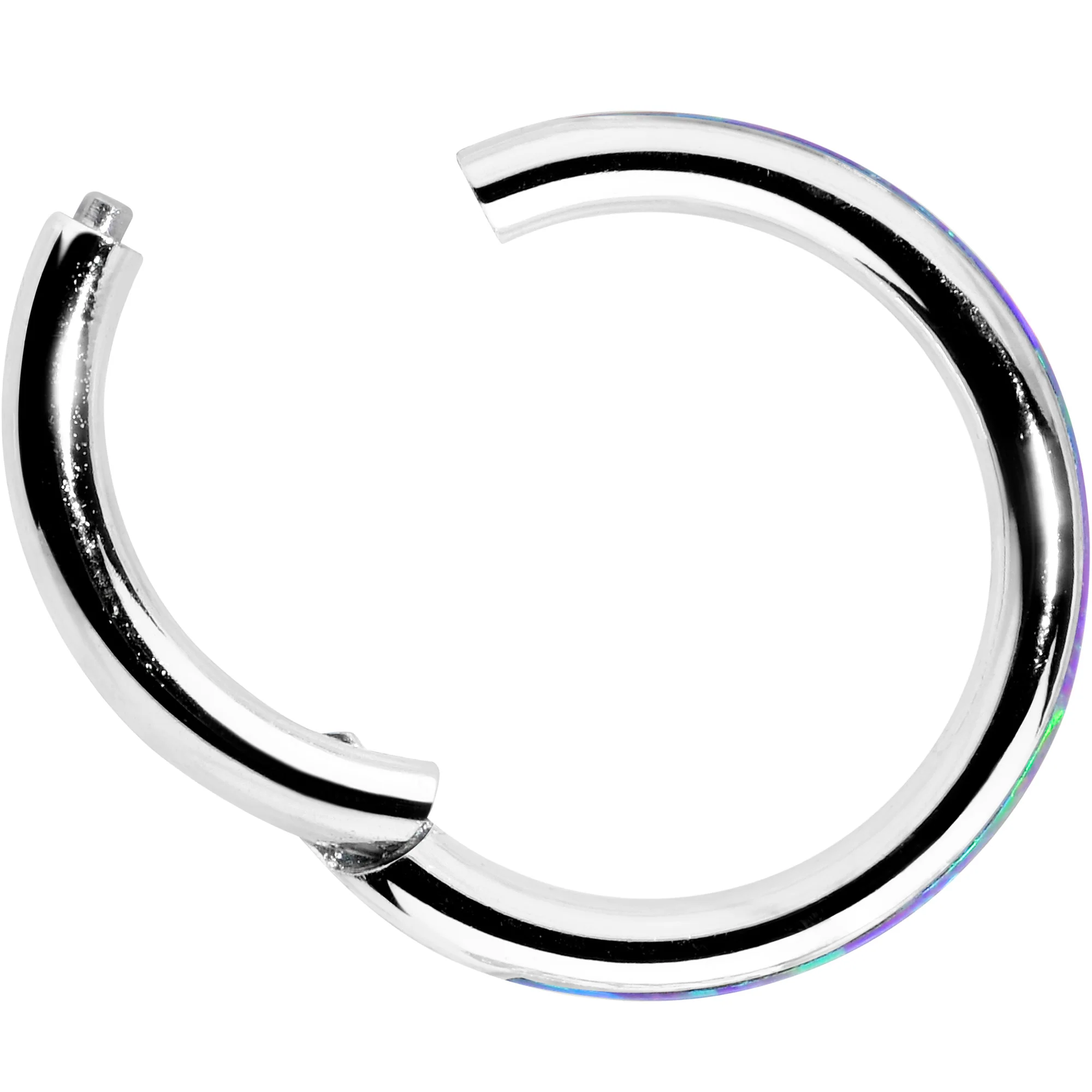 16G 5/16 Purple Synthetic Opal Forward Facing Hinged Segment Ring - Image 3