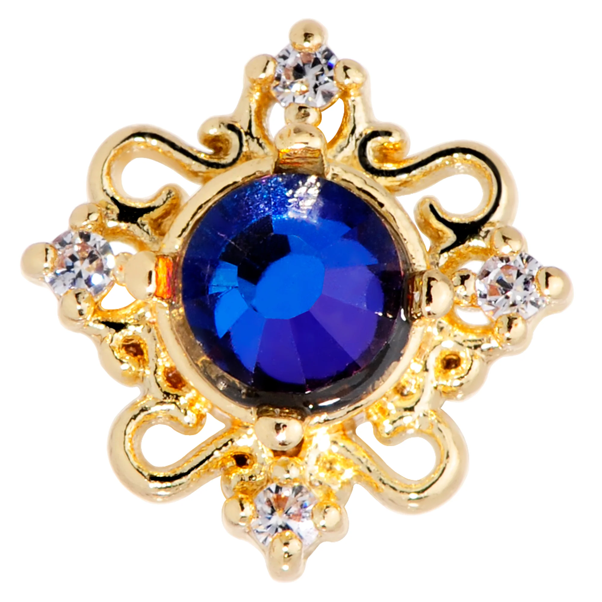 16G 5/16 Purple Tourmaline Gold Tone Filigree Labret Tragus - Image 2
