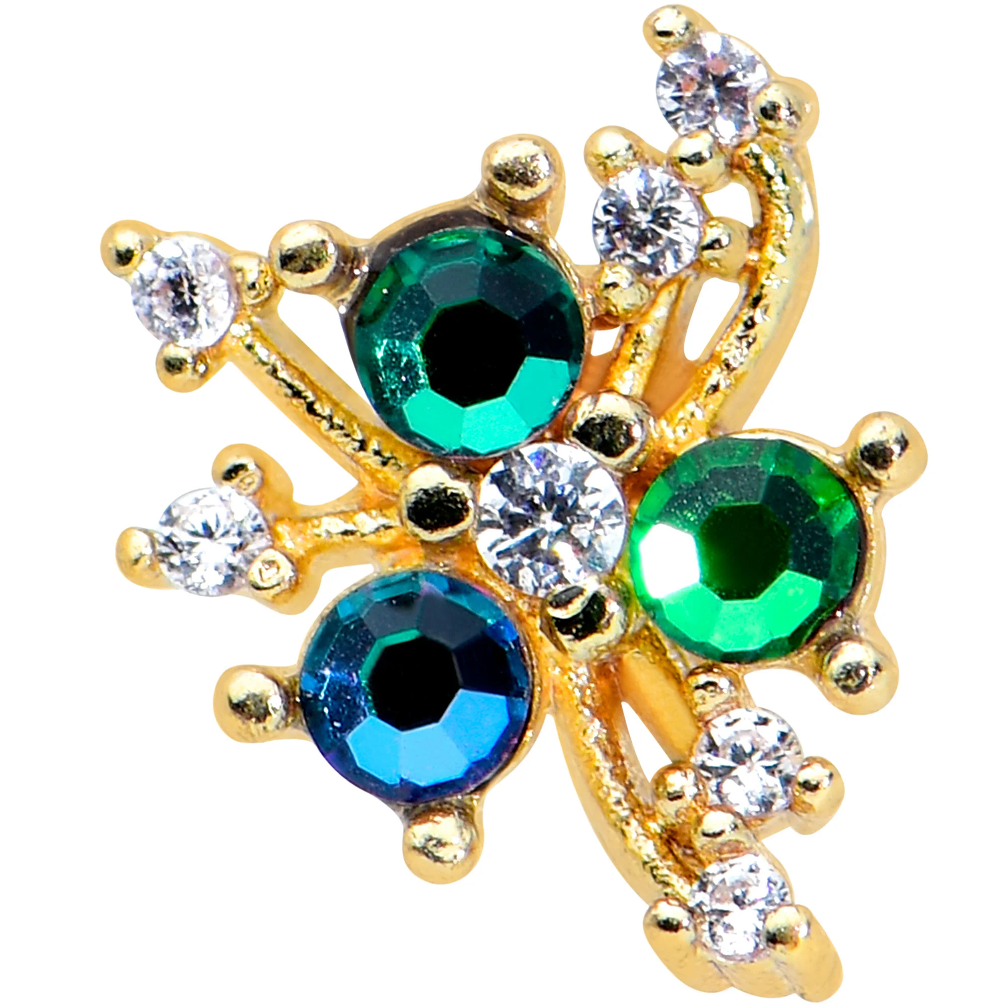 16G 5/16 Purple Tourmaline Gold Tone Spray Labret Monroe Tragus - Image 2