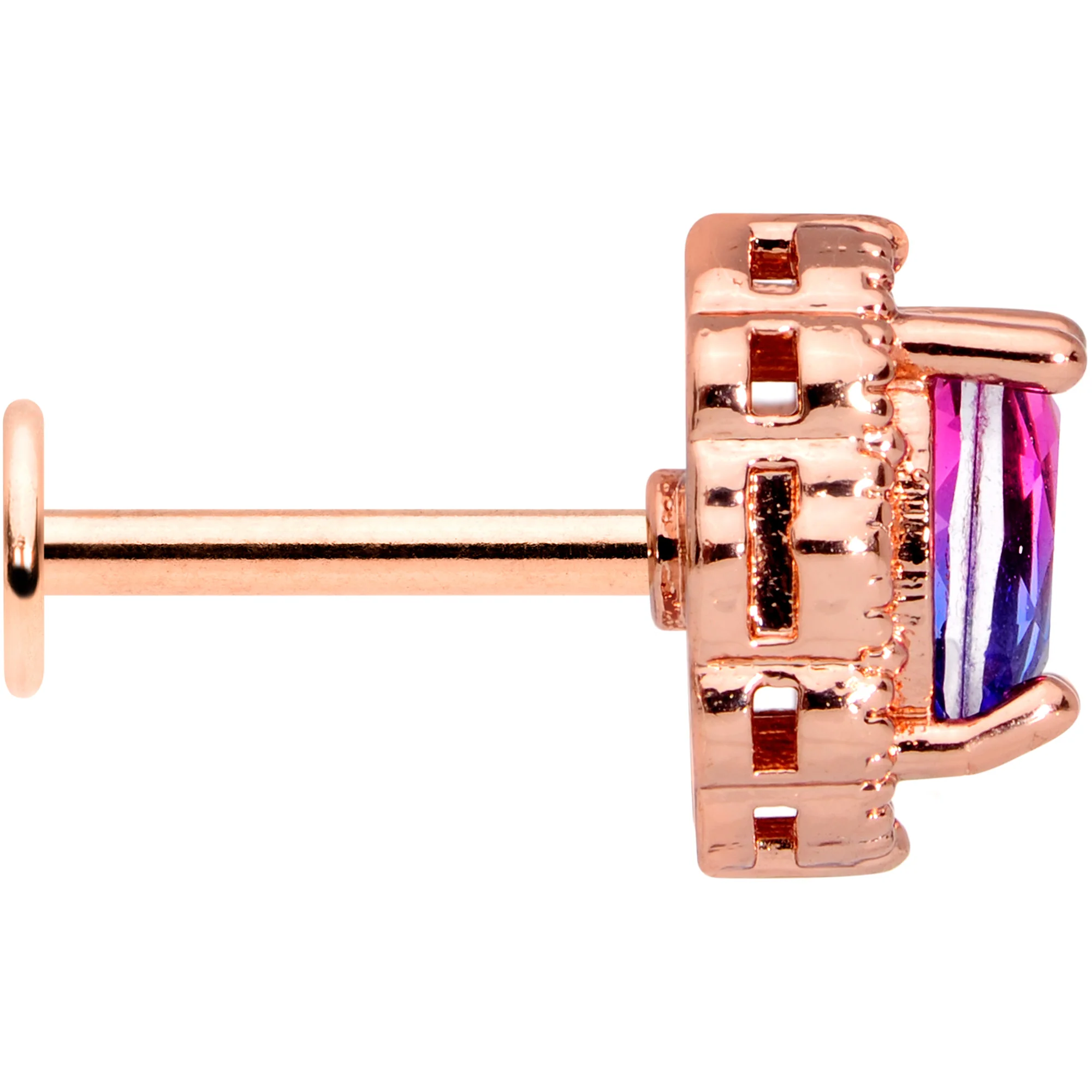 16G 5/16 Purple Tourmaline Rose Gold Tone Labret Monroe Tragus - Image 3