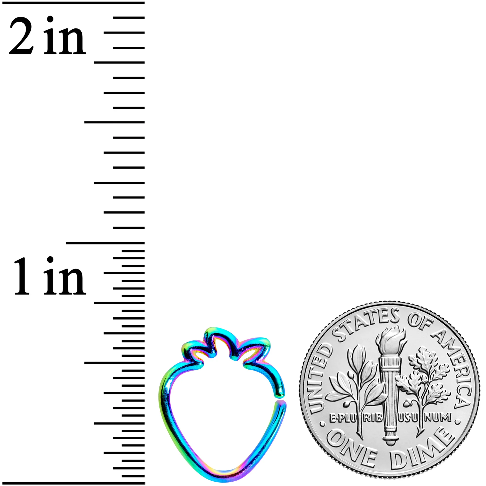 16G 5/16 Rainbow Fruit Strawberry Closure Ring - Image 2