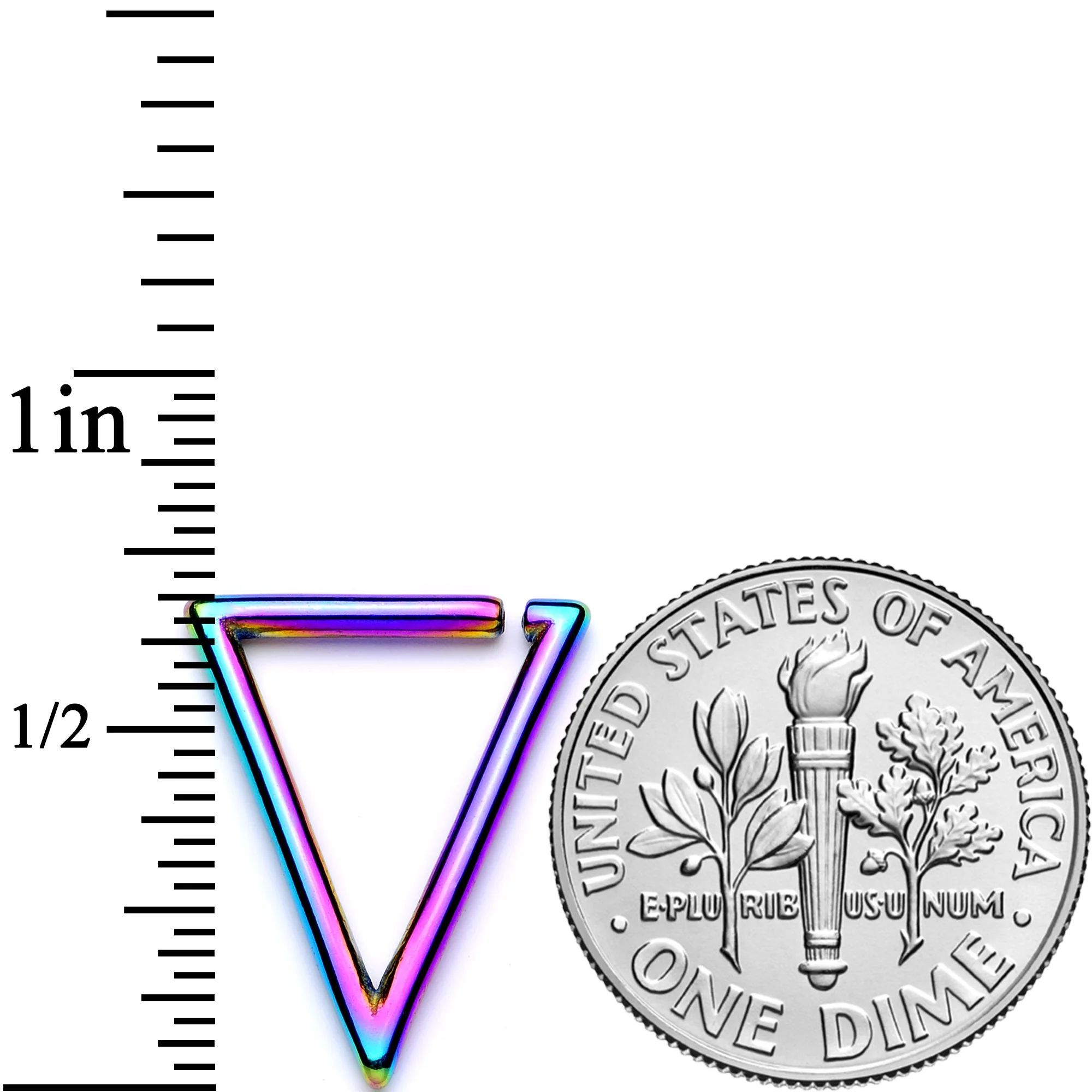 16G 5/16 Rainbow Geometric Triangle Closure Ring - Image 2