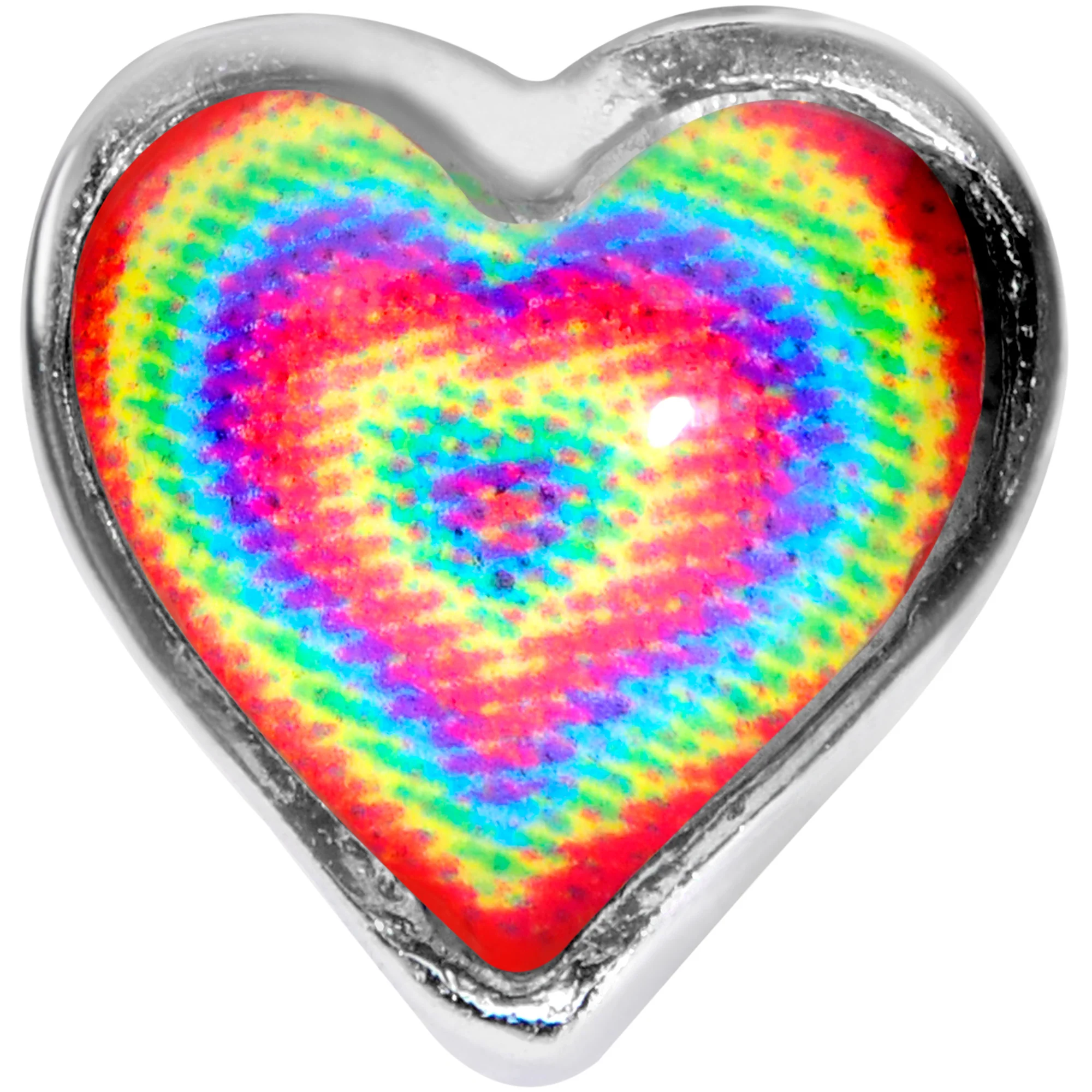 16G 5/16 Rainbow Tie Dye Heart Valentines Day Labret Tragus - Image 2