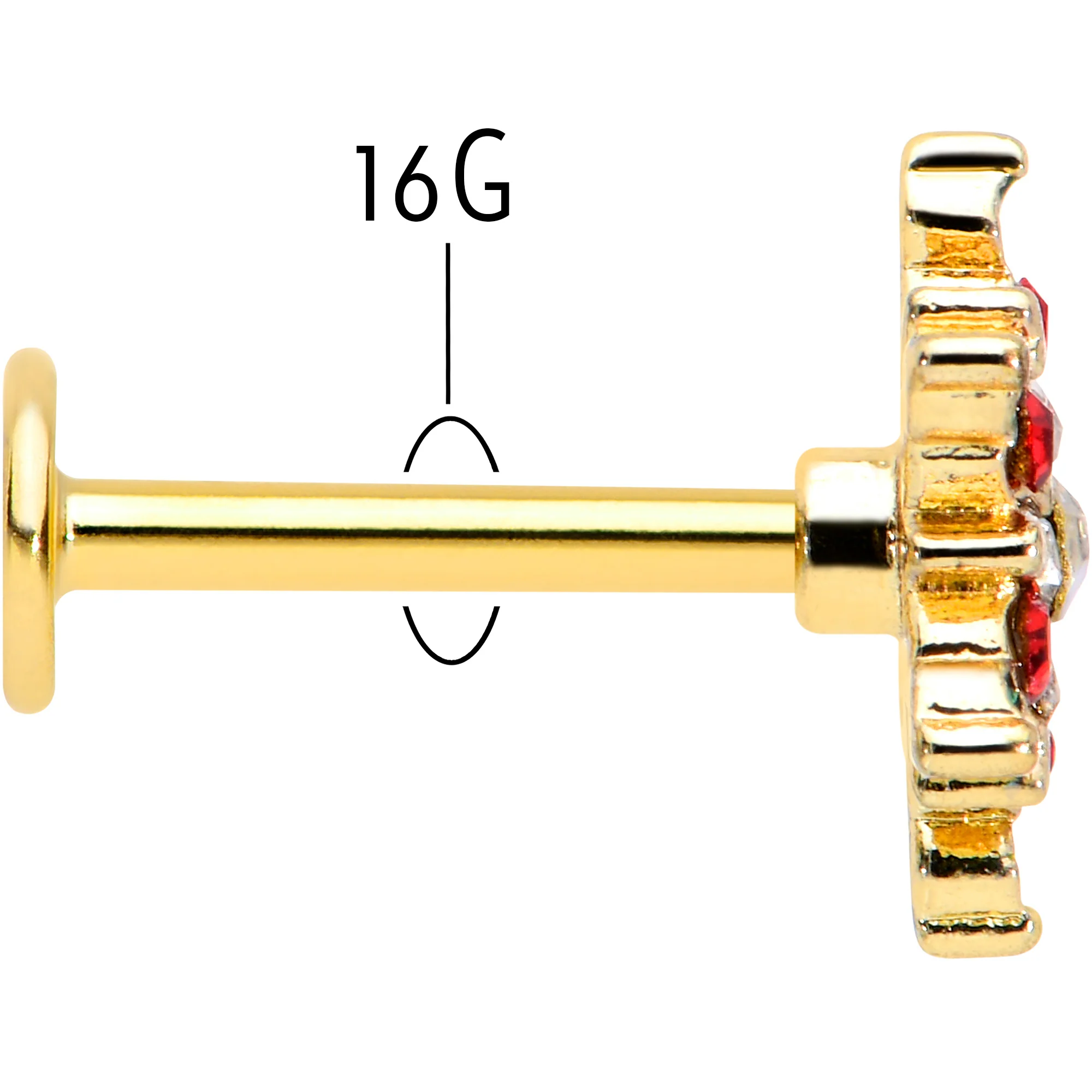16G 5/16 Red Aurora Gem Gold Tone Xmas Star Holiday Labret Tragus - Image 5