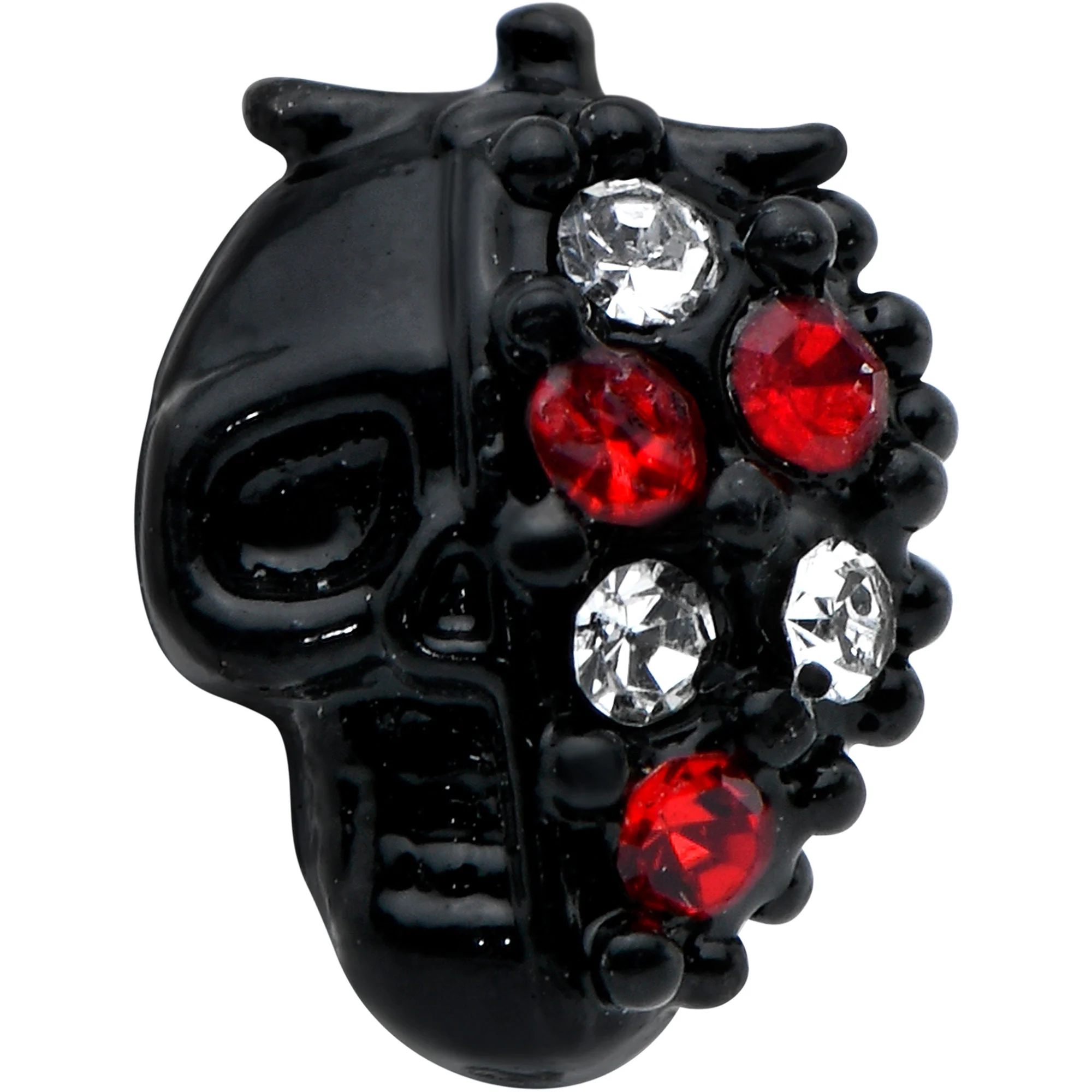 16G 5/16 Red Clear Gem Black Skull Halloween Labret Monroe Tragus - Image 2