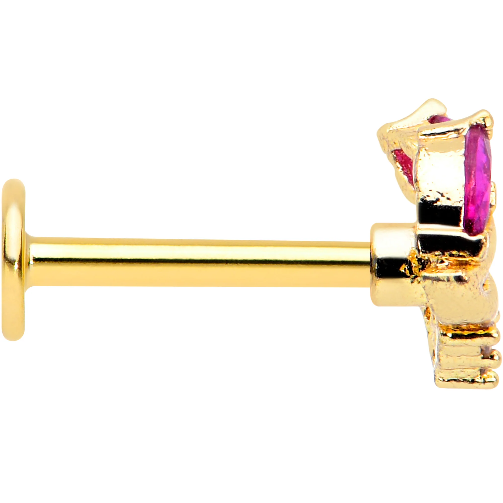 16G 5/16 Red CZ Gem Gold Tone Swirl Fan Labret Monroe Tragus - Image 3