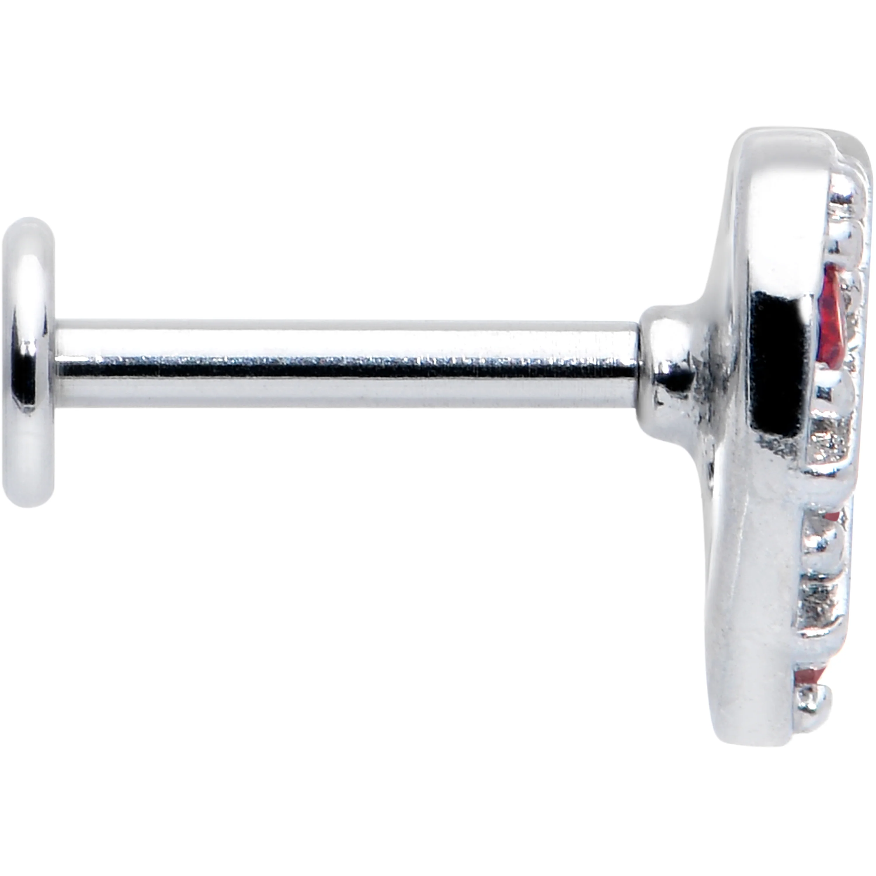 16G 5/16 Red CZ Gem Lattice Hear Internally Threaded Labret - Image 2