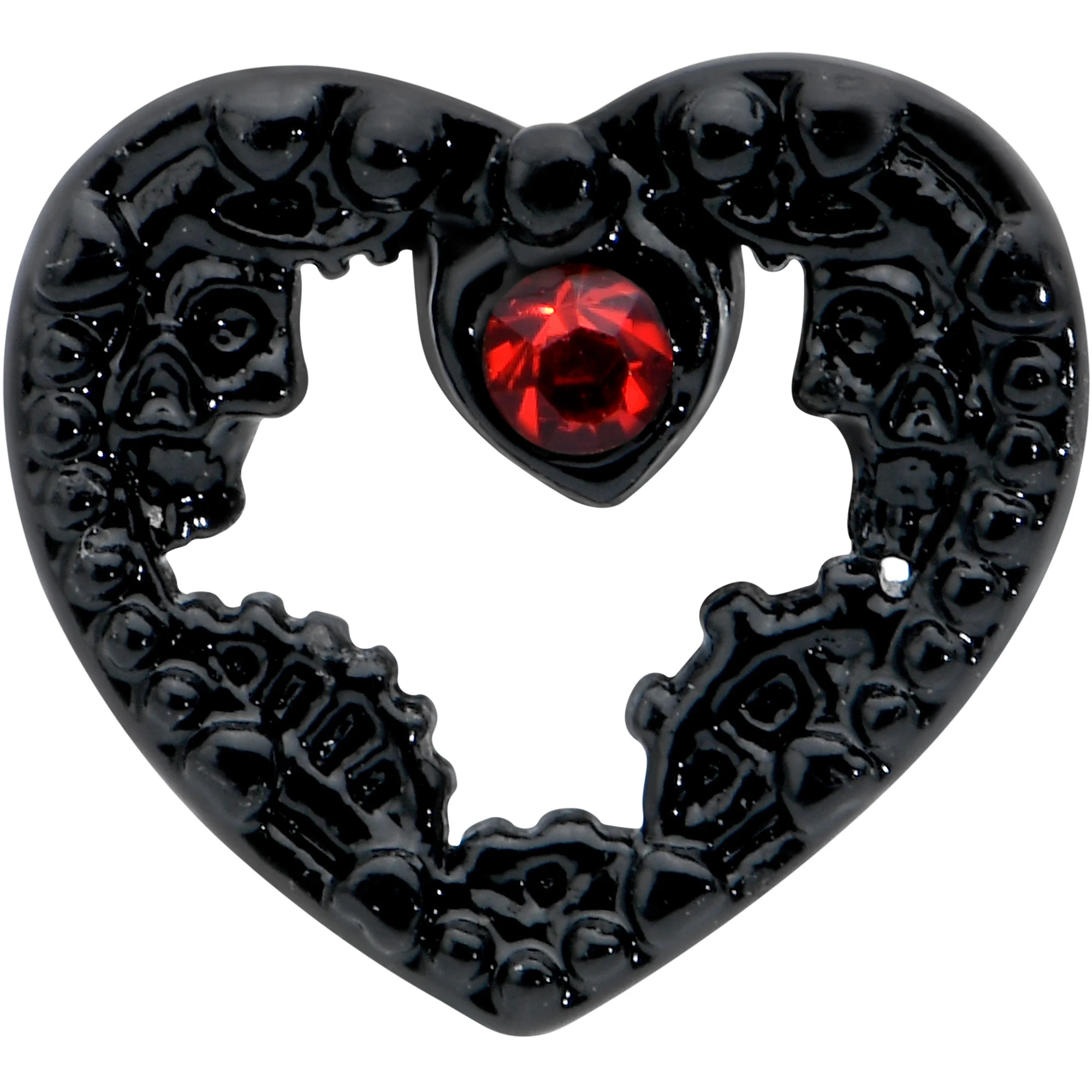 16G 5/16 Red Gem Black Steampunk Skull Labret Monroe Tragus - Image 2