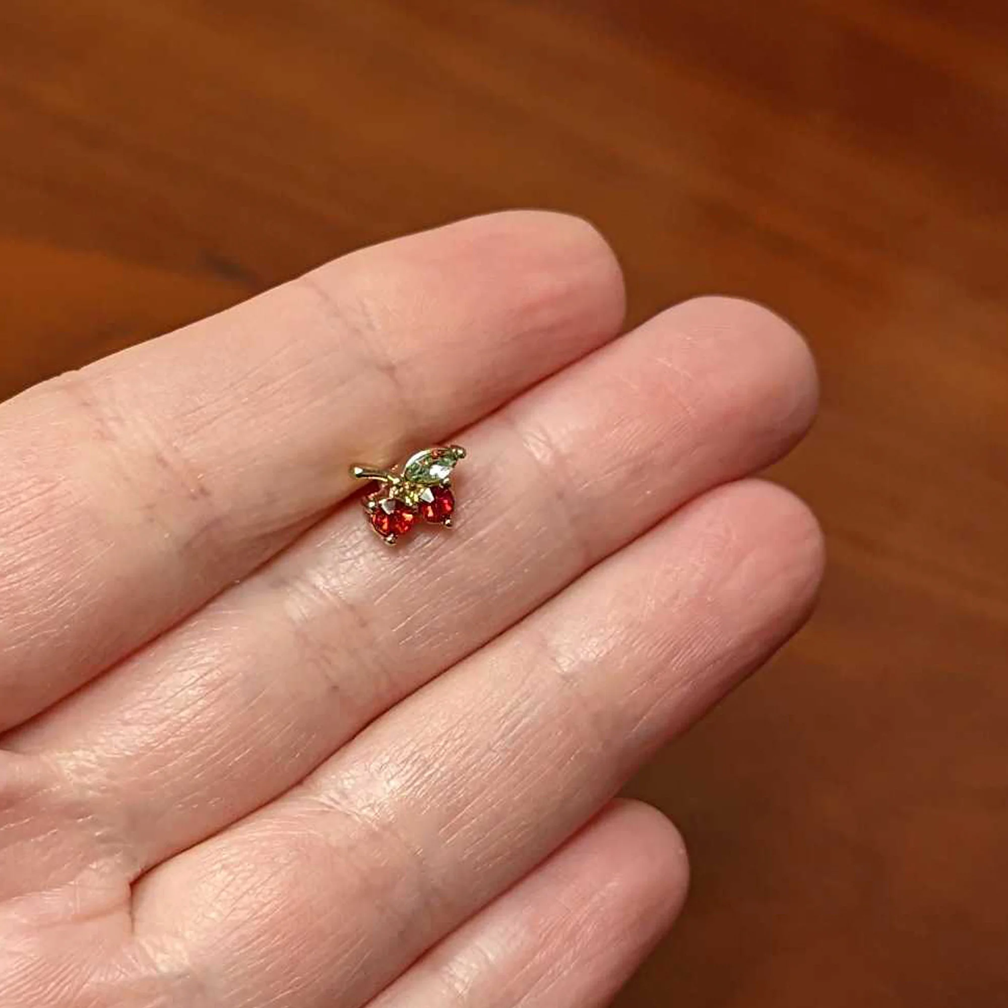16G 5/16 Red Gem Gold Hue Tasty Cherry Fruit Labret Monroe Tragus - Image 5