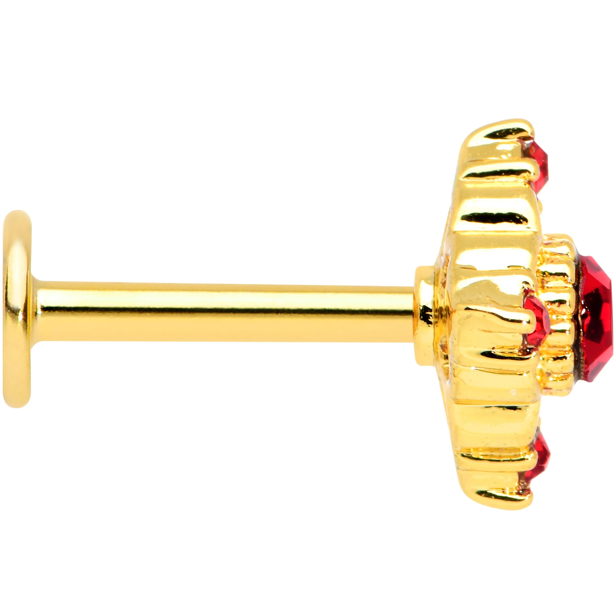 16G 5/16 Red Gem Gold Tone Regal Rhombus Labret Monroe Tragus - Image 3