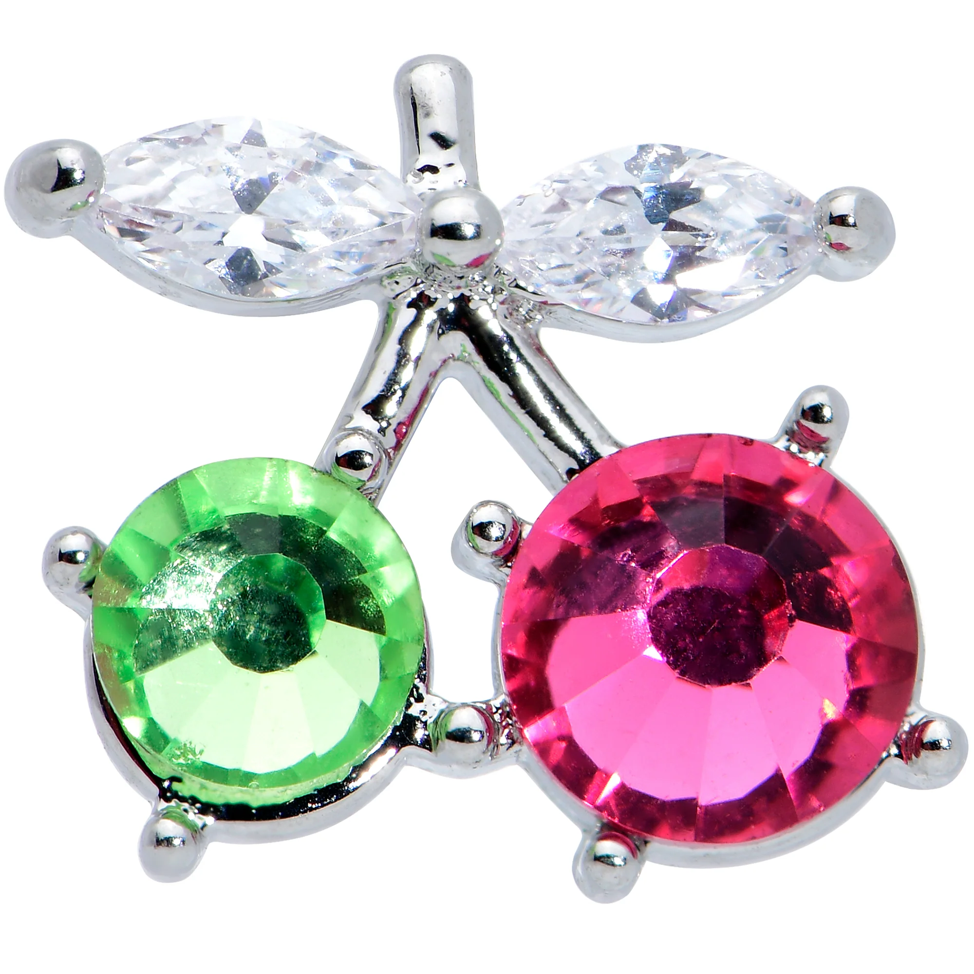 16G 5/16 Red Green CZ Gem Internal Thread Cherries Labret Tragus - Image 2