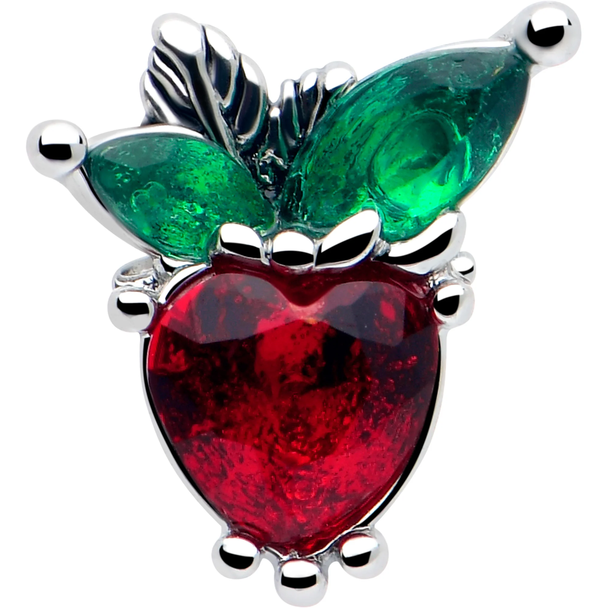 16G 5/16 Red Green Gem Strawberry Heart Labret Monroe Tragus - Image 3