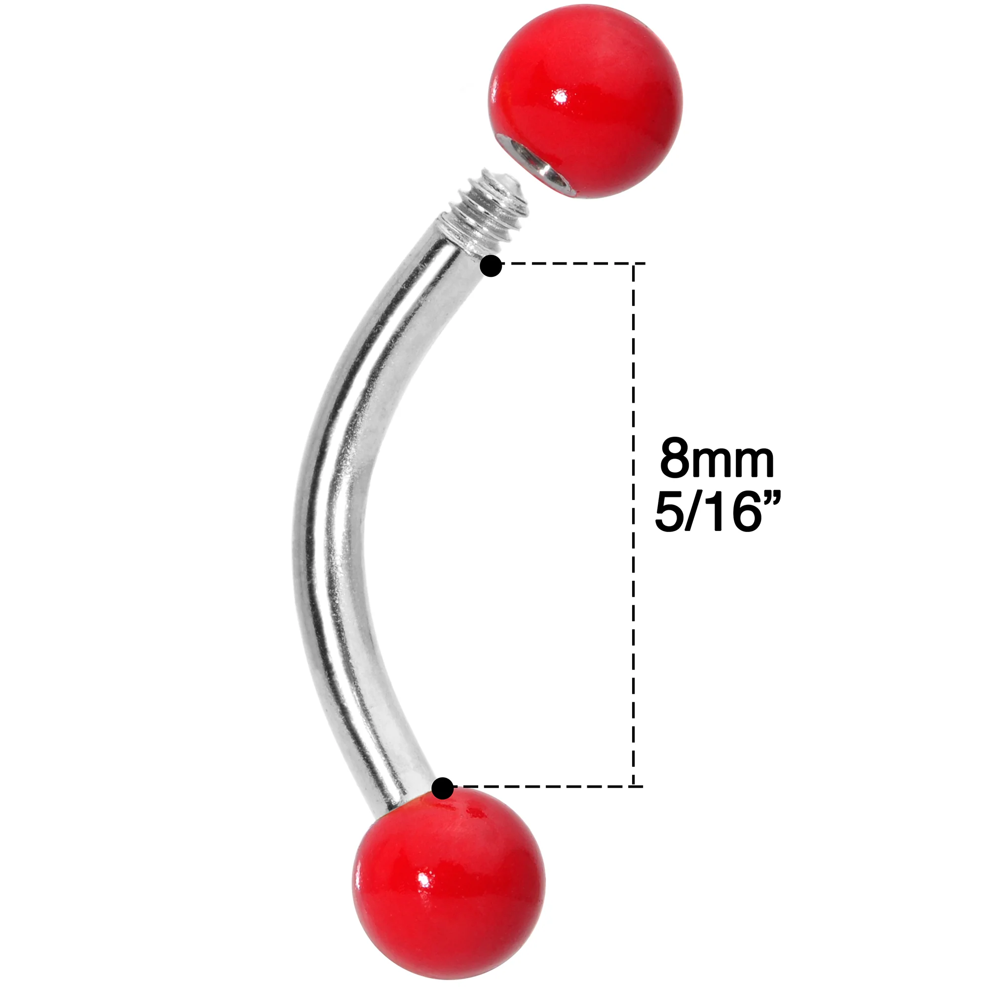16G 5/16 Red Yellow Blue Glow in the Dark Curved Barbell Set of 3 - Image 5