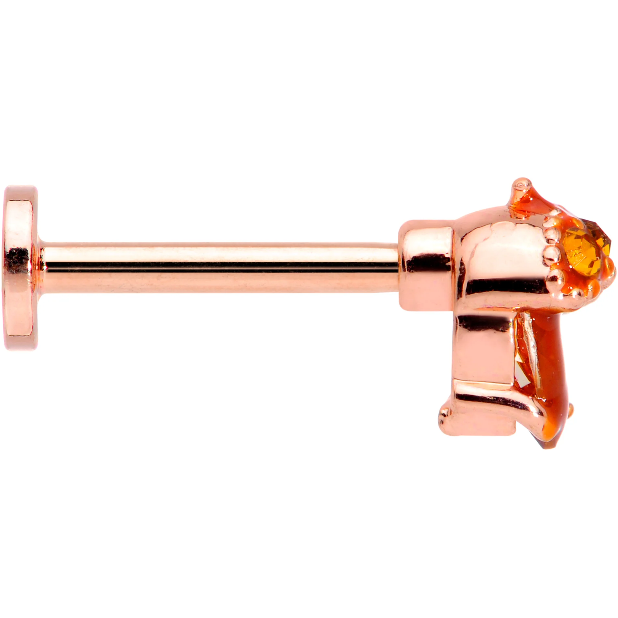 16G 5/16 Rose Gold Hue Brown Gem Fall Acorn Labret Monroe Tragus - Image 4