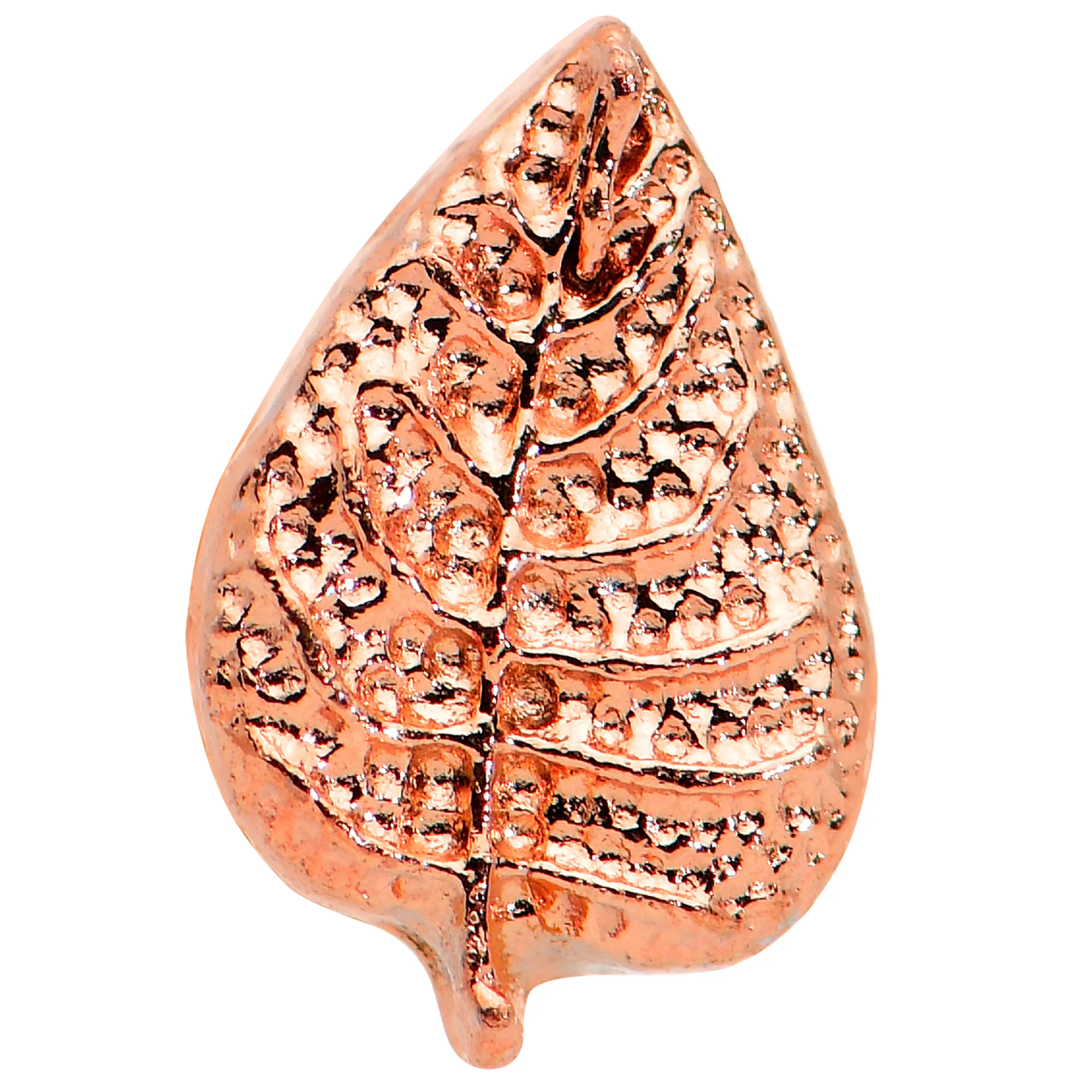 16G 5/16 Rose Gold Tone Autumn Textured Leaf Labret Monroe Tragus - Image 2
