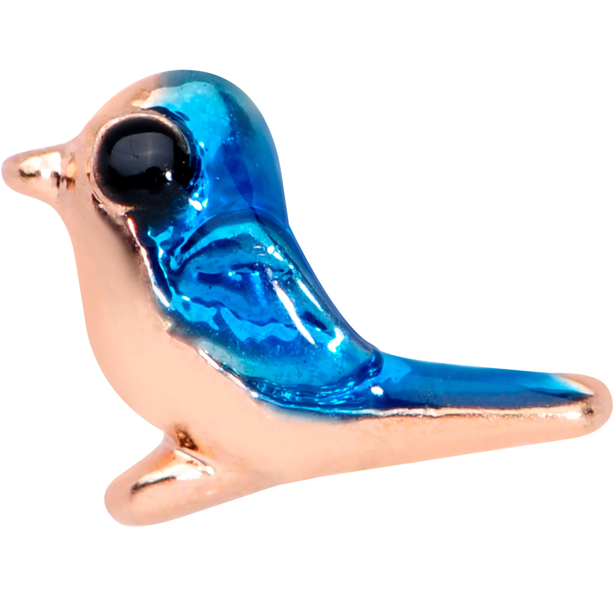 16G 5/16 Rose Gold Tone Blue Bird Labret Monroe Tragus - Image 2