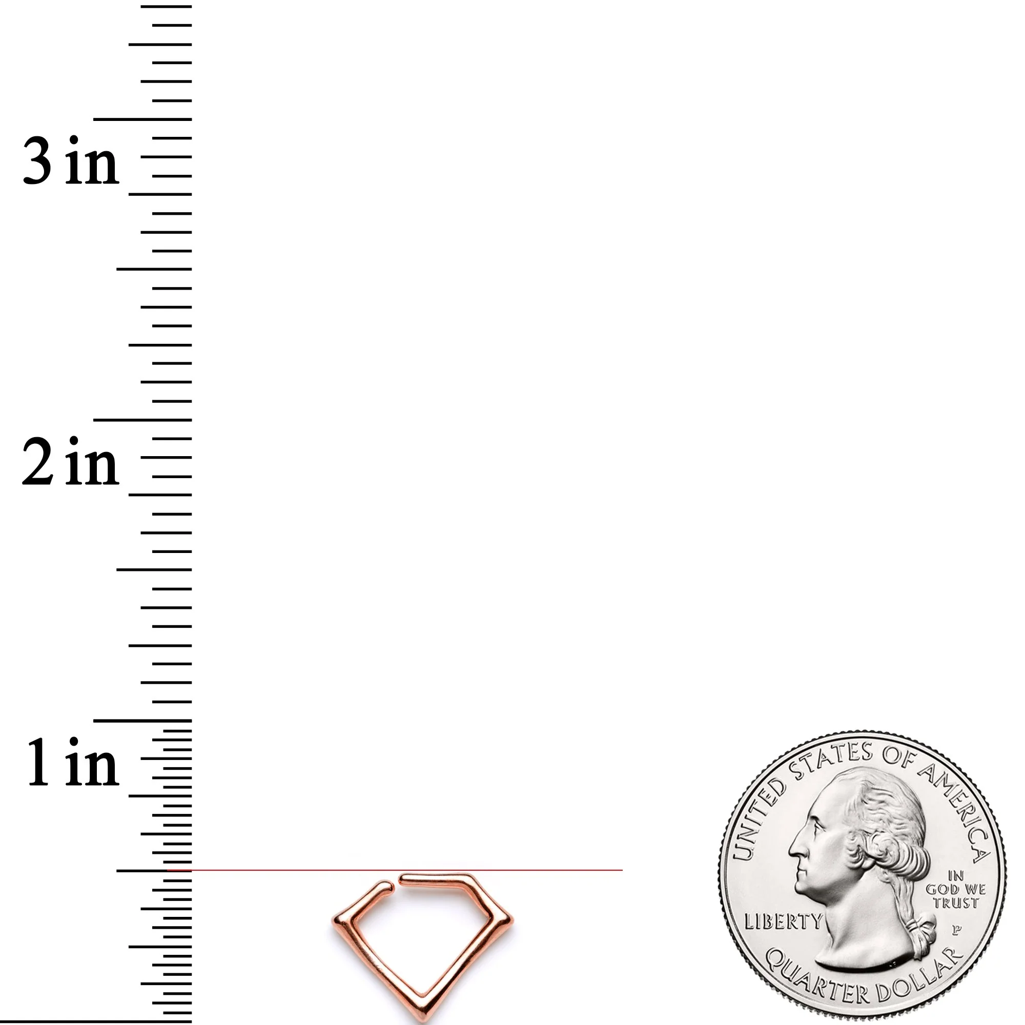 16G 5/16 Rose Gold Tone Geometric Rhombus Closure Ring - Image 2