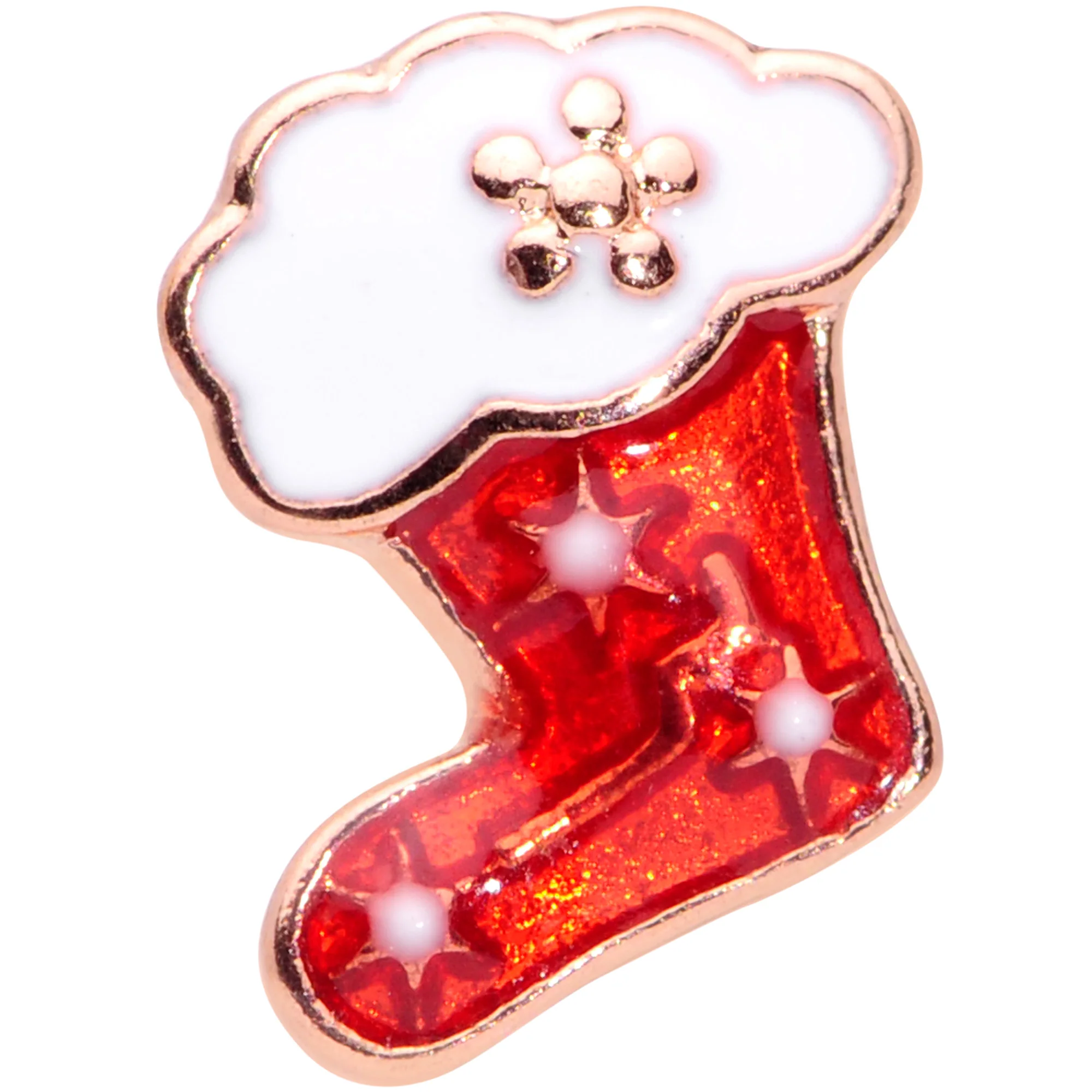 16G 5/16 Rose Gold Tone Red Christmas Stocking Labret Tragus - Image 2