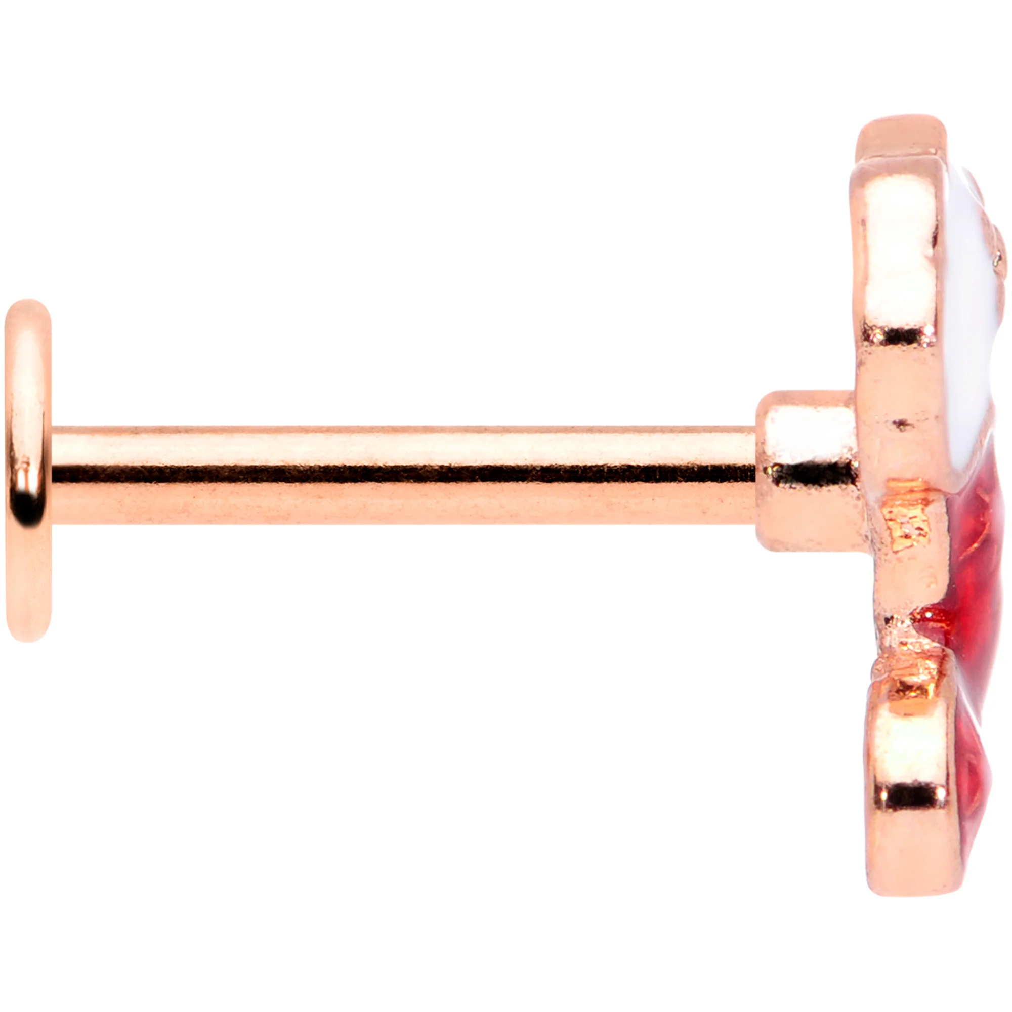 16G 5/16 Rose Gold Tone Red Christmas Stocking Labret Tragus - Image 3
