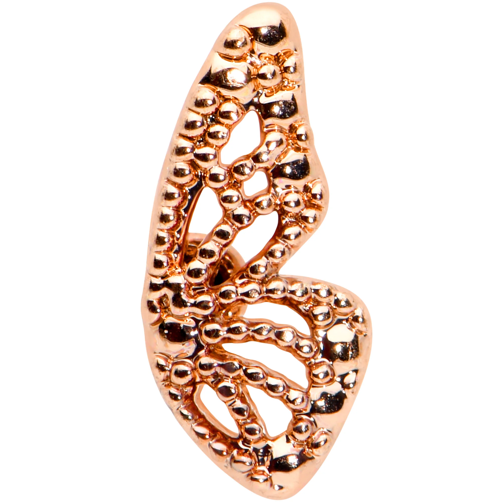 16G 5/16 Rose Gold Tone Textured Butterfly Labret Monroe Tragus - Image 2
