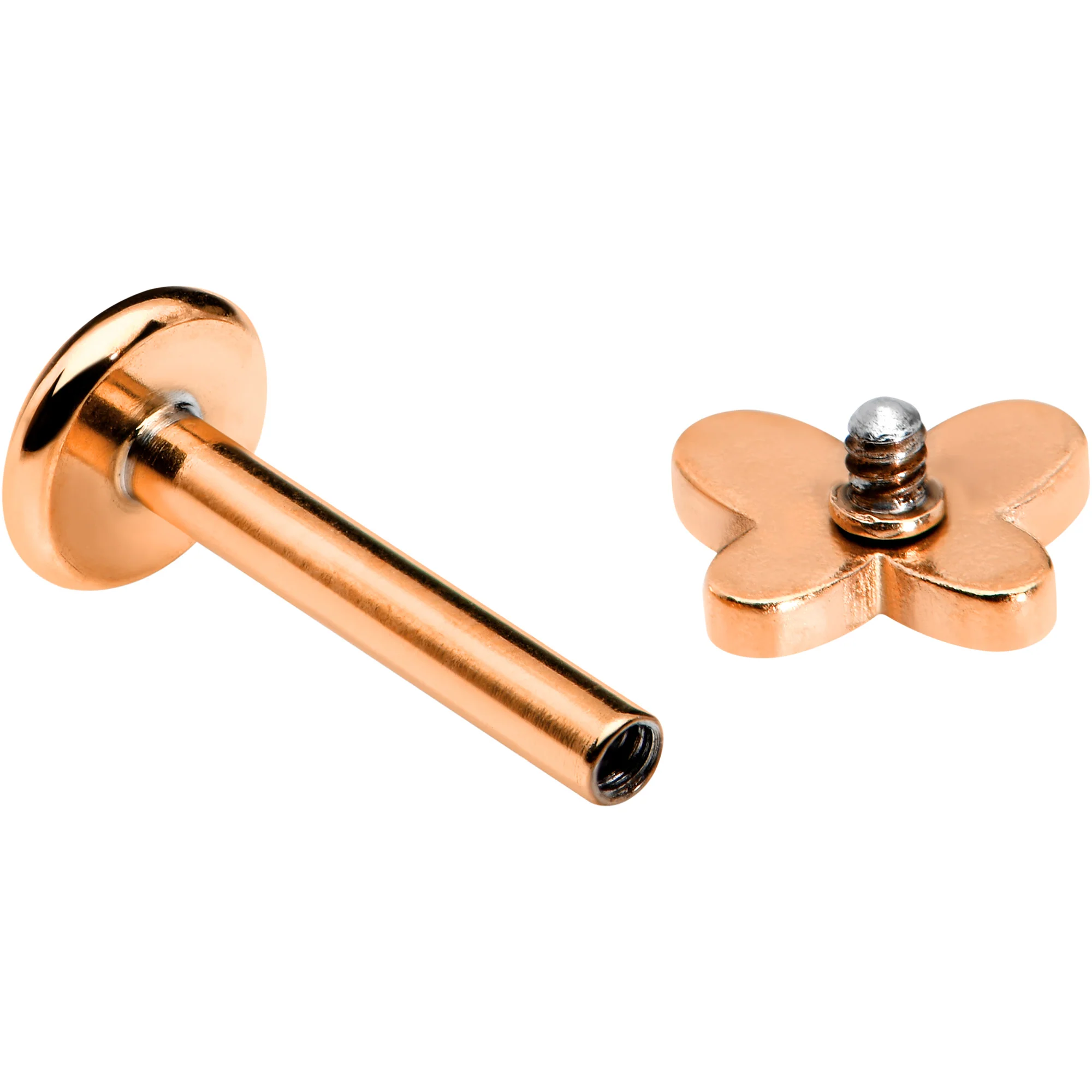 16G 5/16 Rosy Tone Simple Butterfly Internal Thread Labret Tragus - Image 4