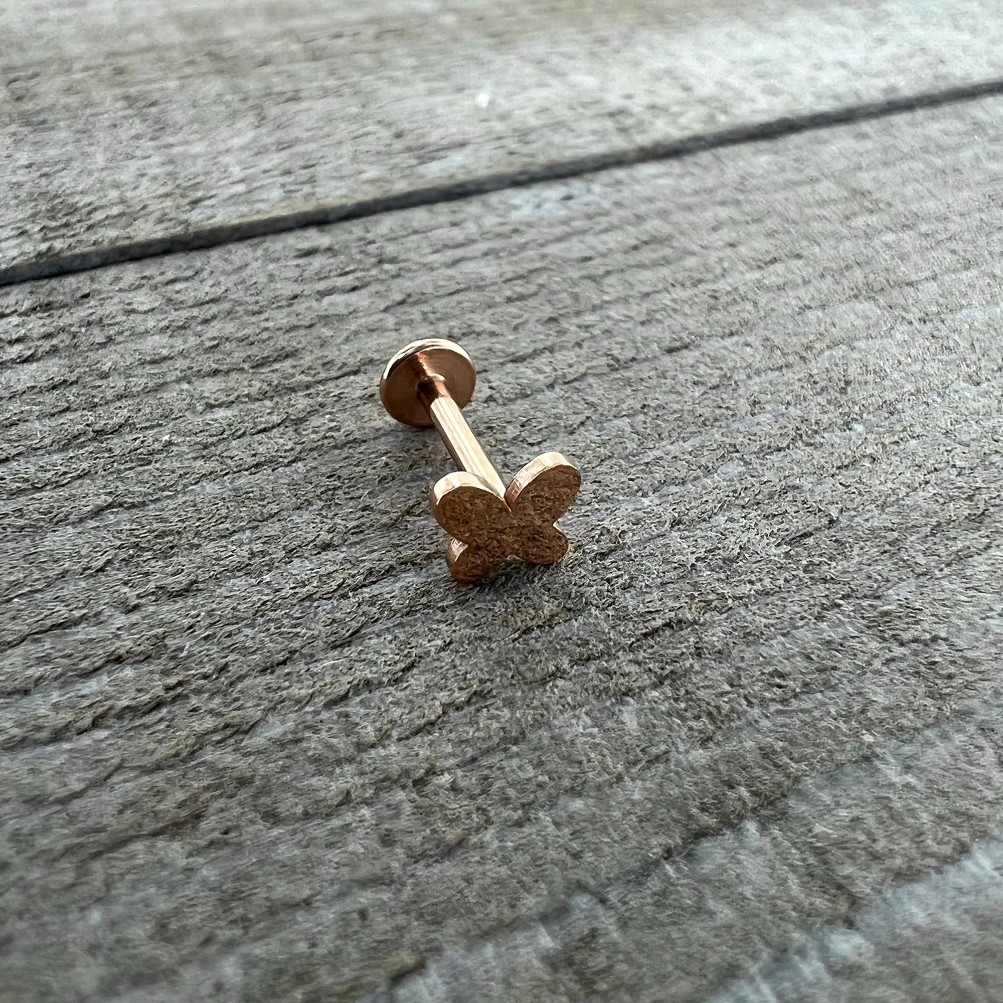 16G 5/16 Rosy Tone Simple Butterfly Internal Thread Labret Tragus - Image 7