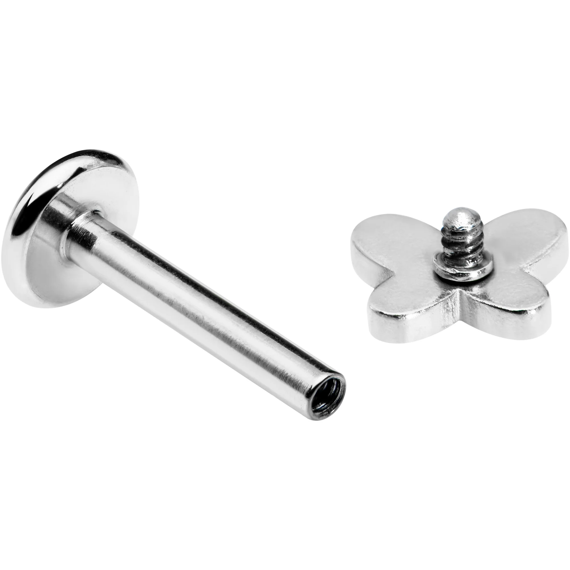 16G 5/16 Simple Butterfly Internally Threaded Labret Monroe Tragus - Image 2