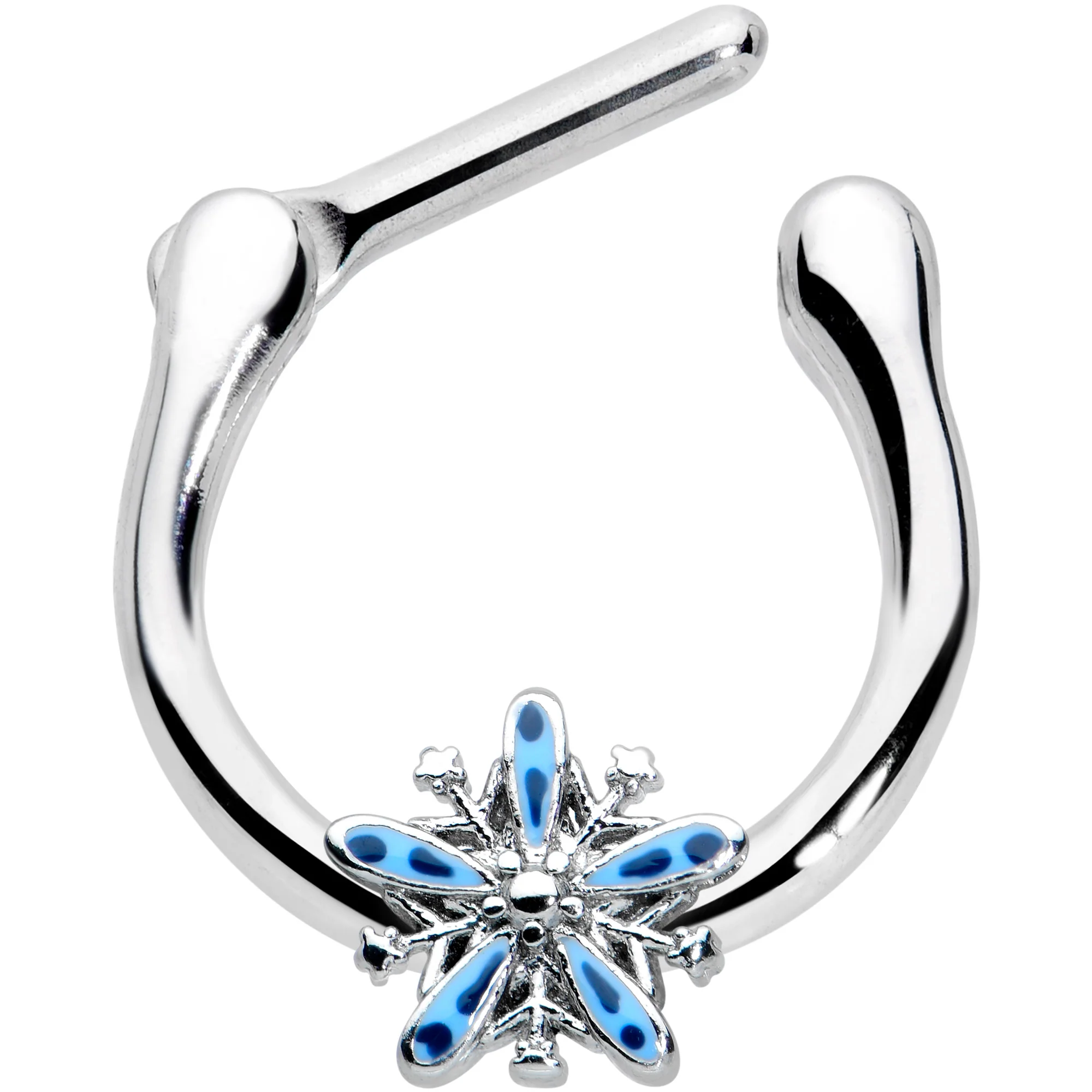 16G 5/16 Snowflake Blues Christmas Cartilage Clicker - Image 2