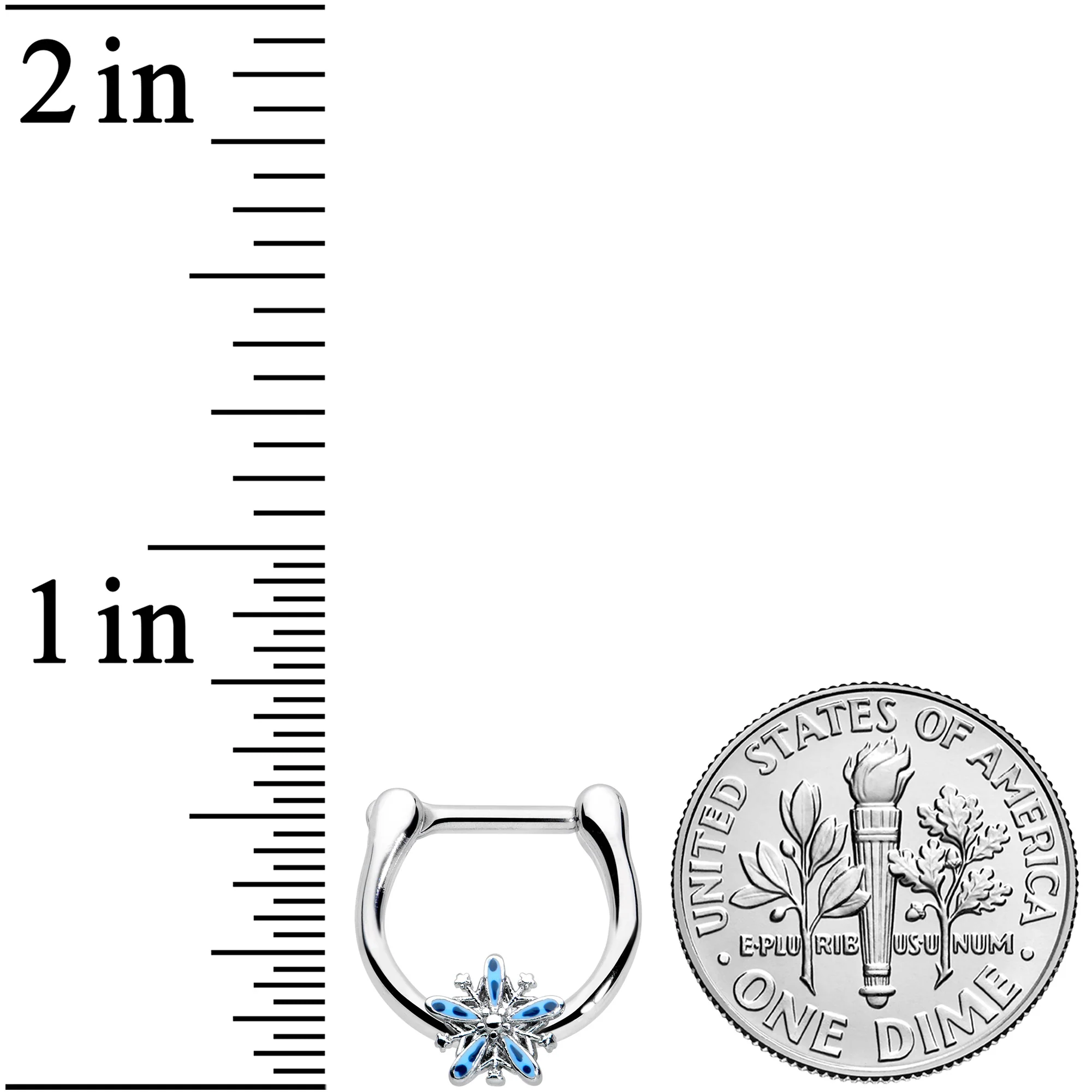 16G 5/16 Snowflake Blues Christmas Cartilage Clicker - Image 3