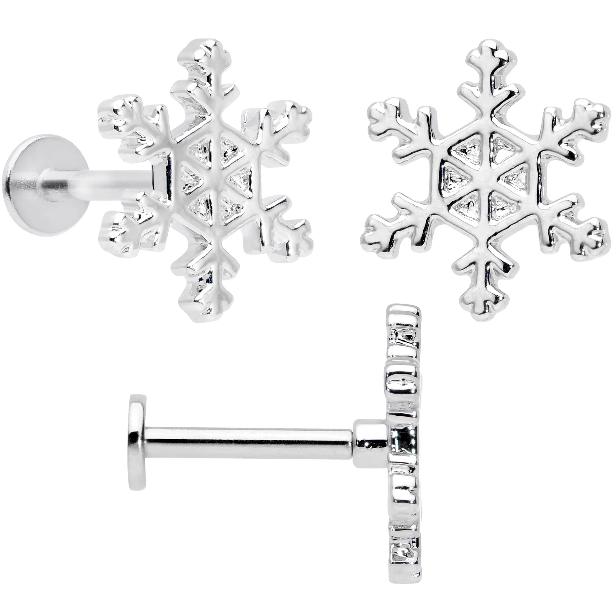 16G 5/16 Snowflake Mitten Stocking Christmas Labret Set of 3 - Image 3