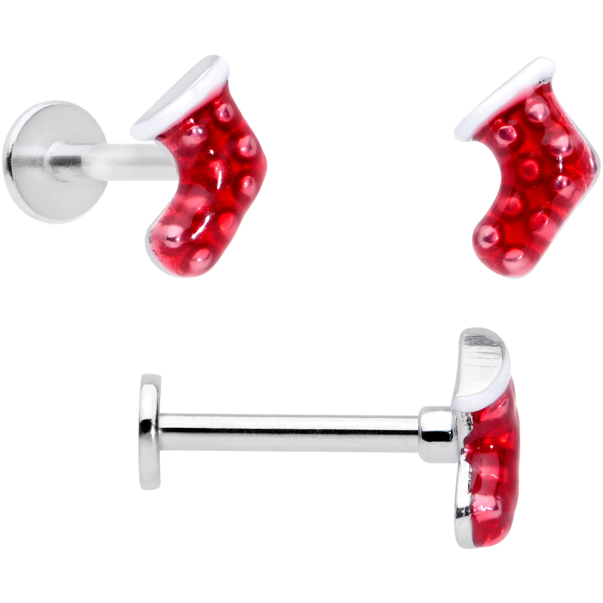 16G 5/16 Snowflake Mitten Stocking Christmas Labret Set of 3 - Image 4