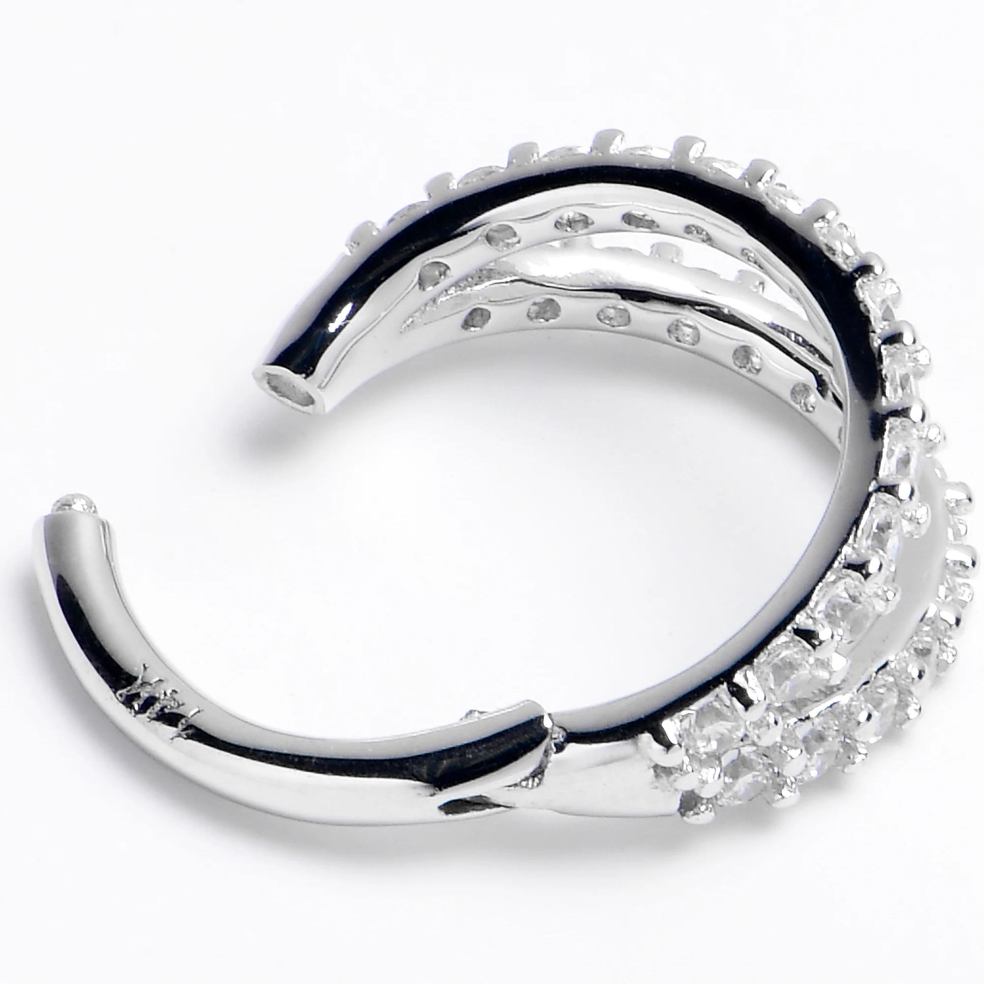 16G 5/16 Solid 14K White Gold Clear CZ Gem Hinged Segment Ring - Image 2