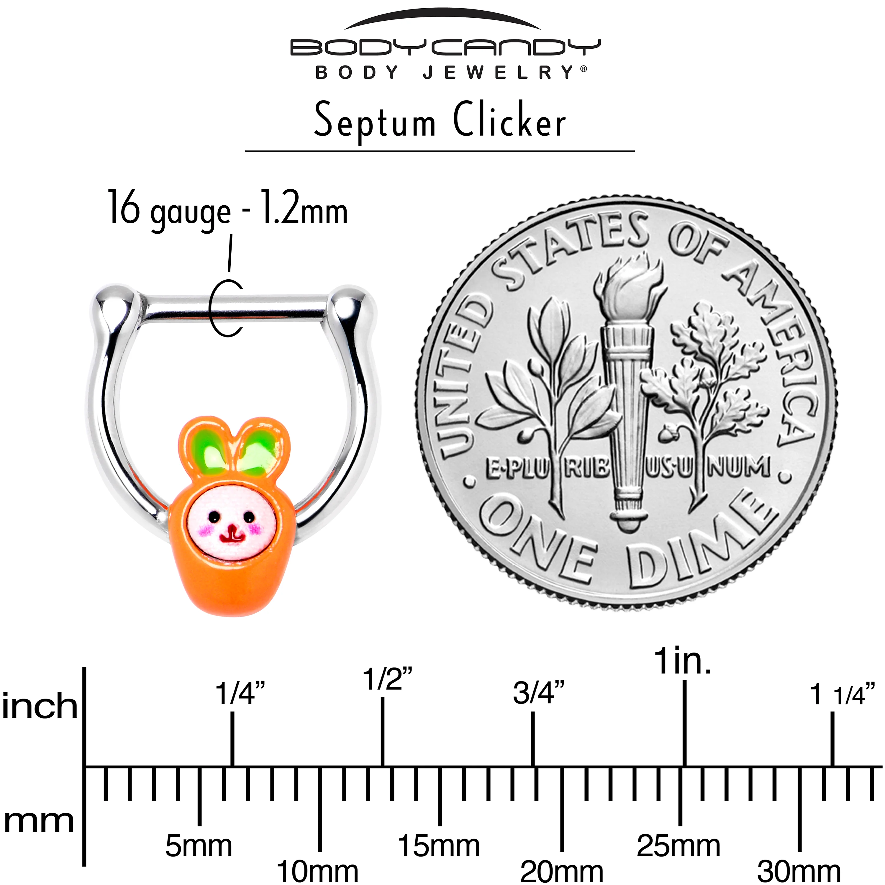 16G 5/16 Surprise Carrot Easter Bunny Cartilage Clicker - Image 6