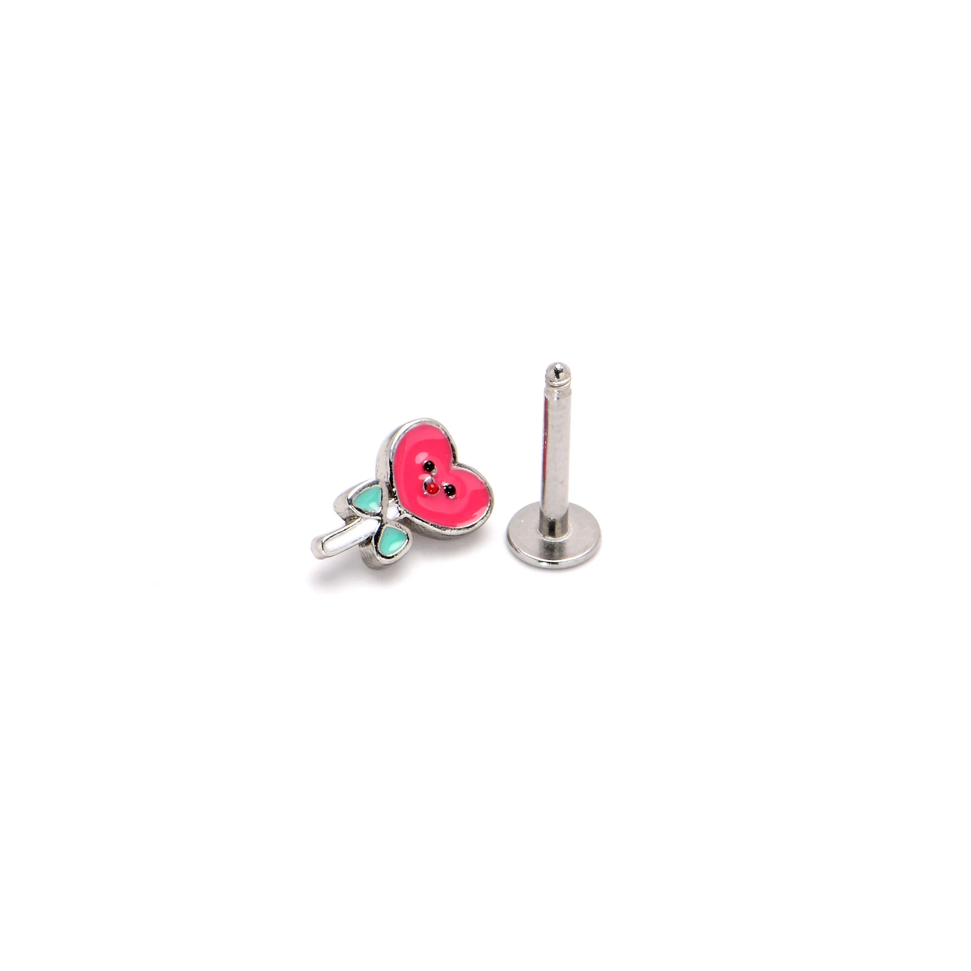 16G 5/16 Sweet Happy Heart Lollipop Labret Monroe Tragus - Image 7
