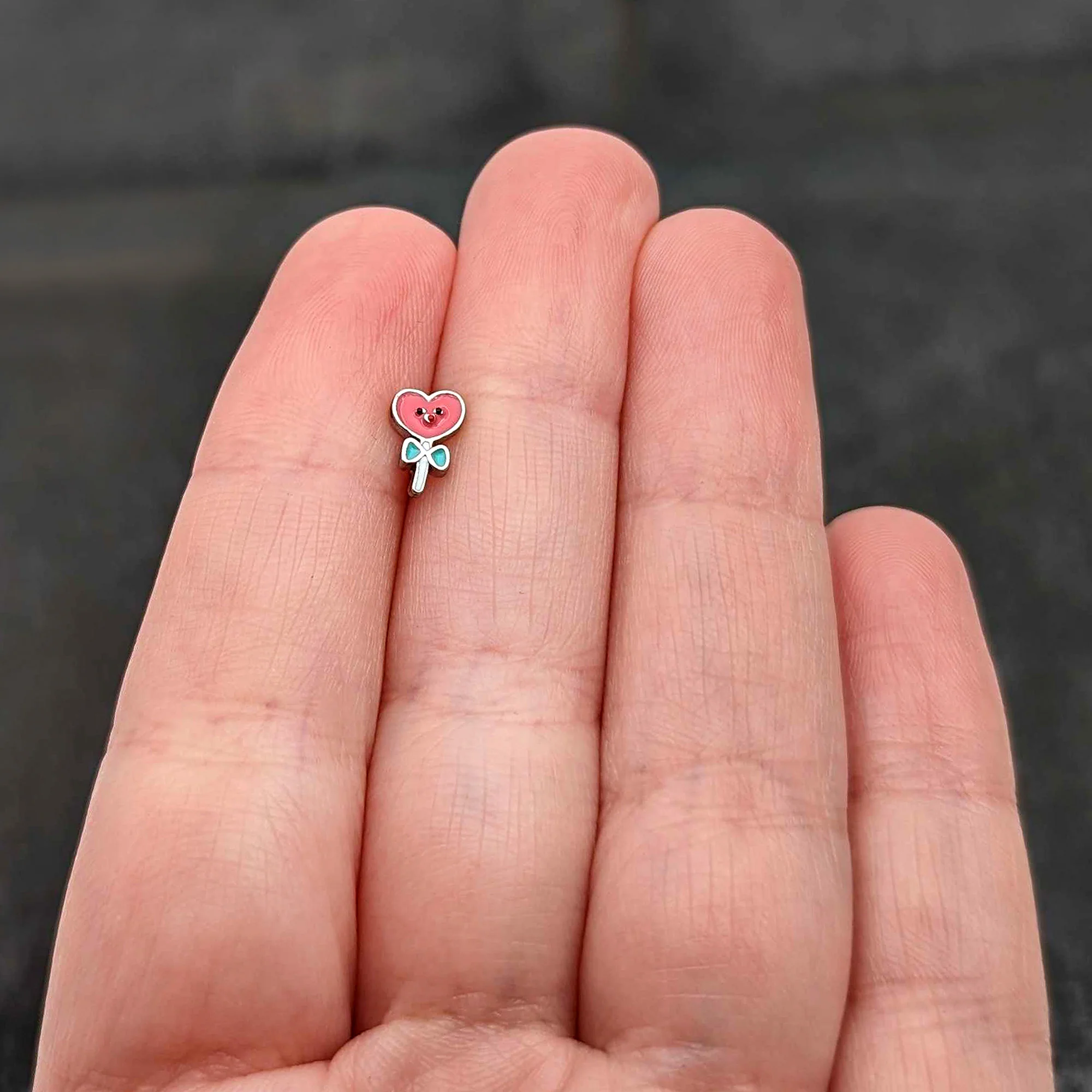 16G 5/16 Sweet Happy Heart Lollipop Labret Monroe Tragus - Image 8
