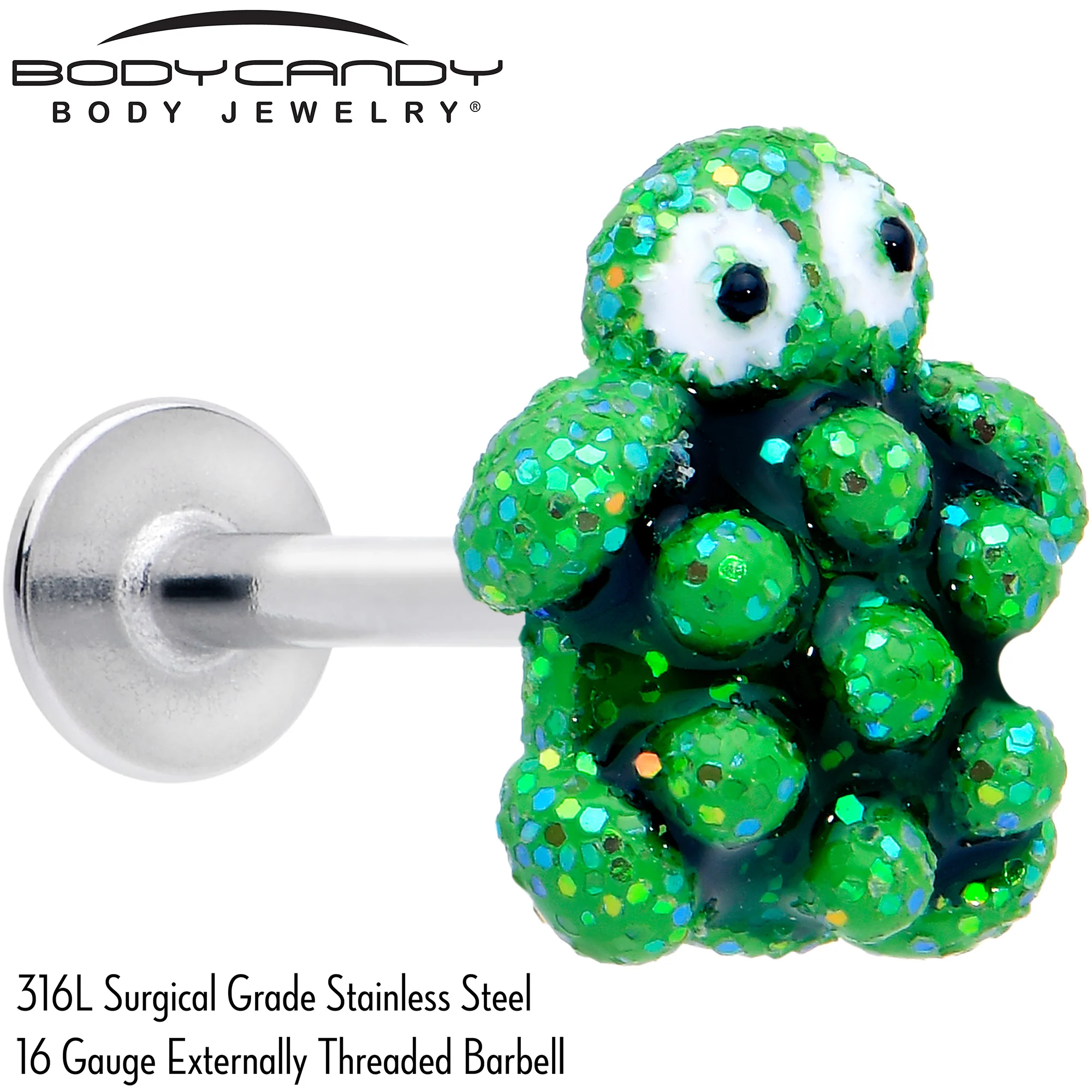 16G 5/16 Texture Turtle Labret Monroe Tragus - Image 2