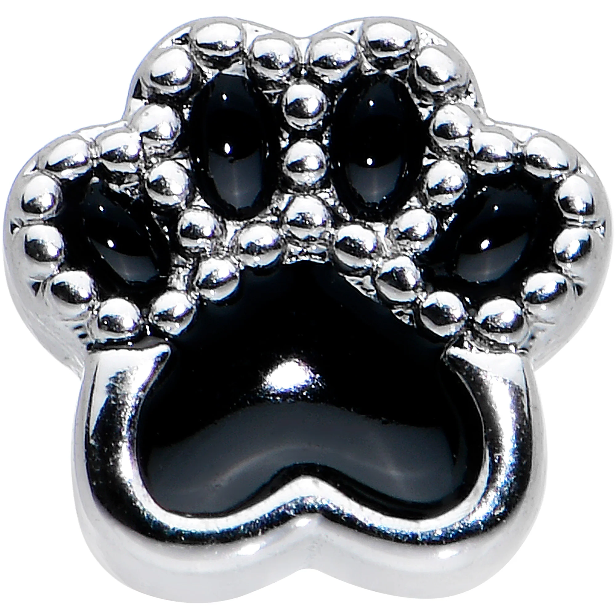 16G 5/16 Textured Black Paw Print Labret Monroe Tragus - Image 2