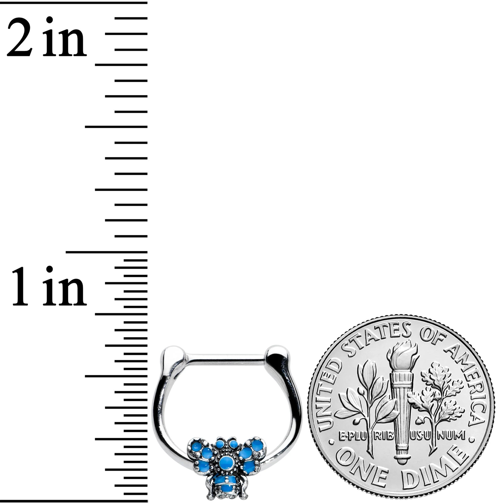 16G 5/16 Textured Blue Butterfly Cartilage Clicker - Image 3