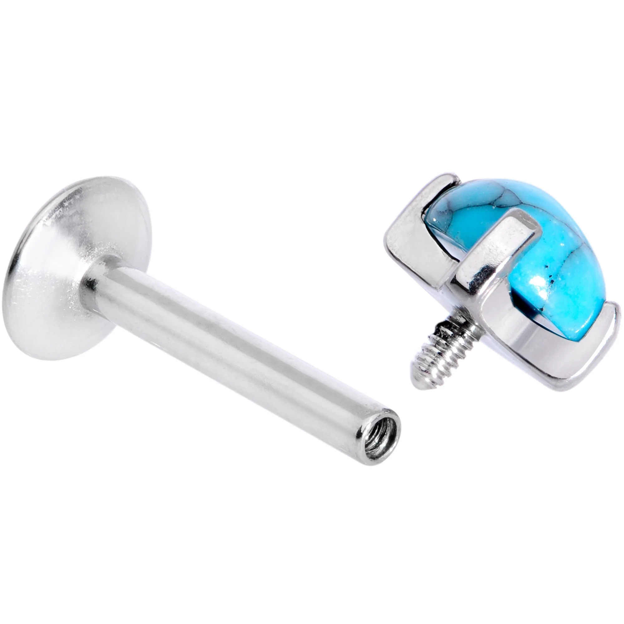 16G 5/16 Turquoise Internally Threaded Labret Monroe Tragus - Image 4