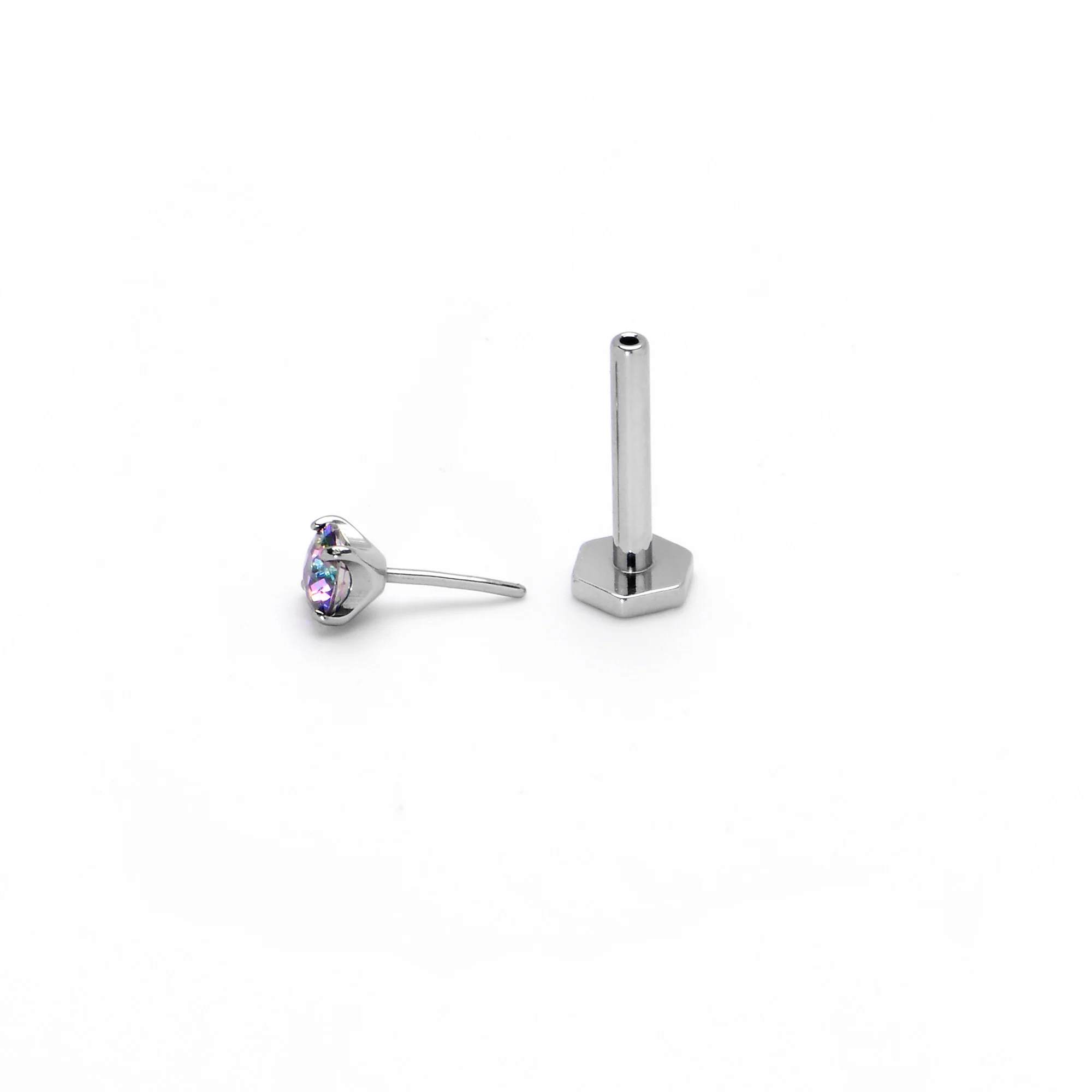 16G 5/16 Vitrail CZ Gem ASTM F-136 Implant Grade Titanium Hex End Labret Tragus - Image 6