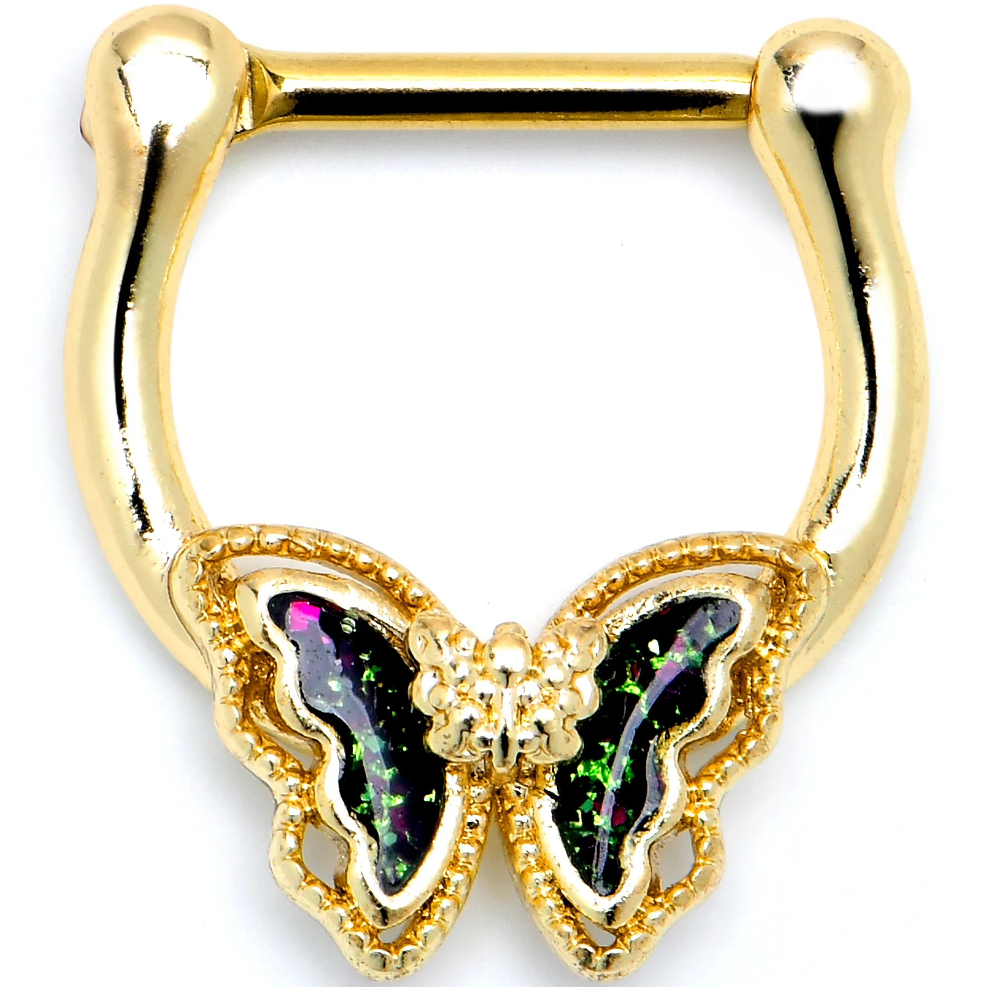 16G 5/16 Vitrail Gem Gold Tone Classic Butterfly Cartilage Clicker