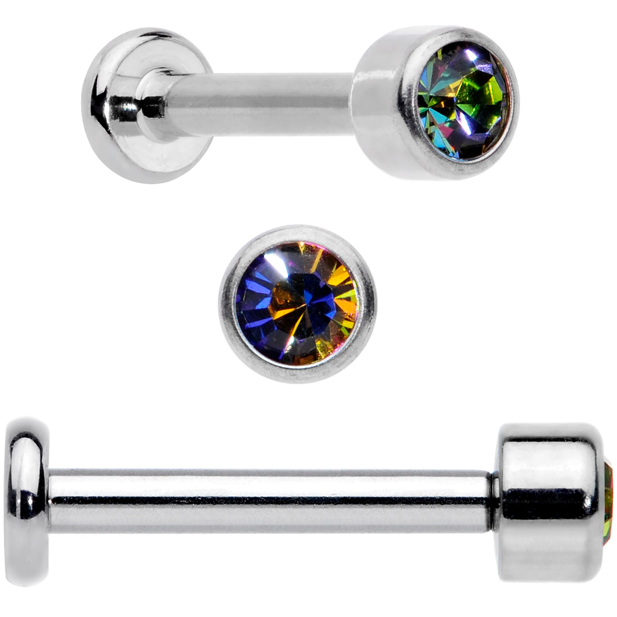16G 5/16 Vitrail Gem Grade 23 Titanium Internally Threaded Labret - Image 3